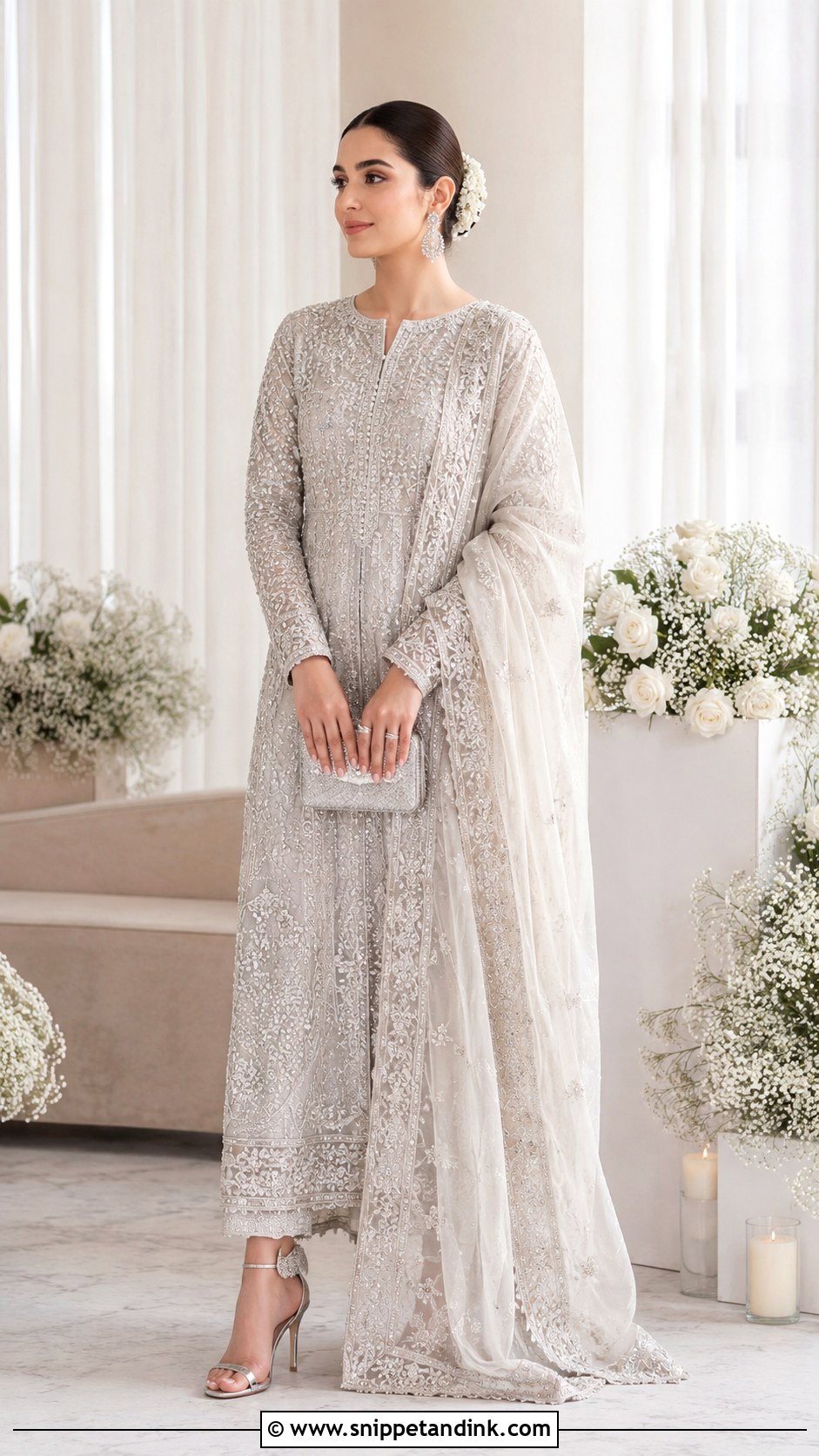 Silver Nikah Gown Dress - Snippet and Ink - 25 Nikah Dress Pakistani Brides Ideas