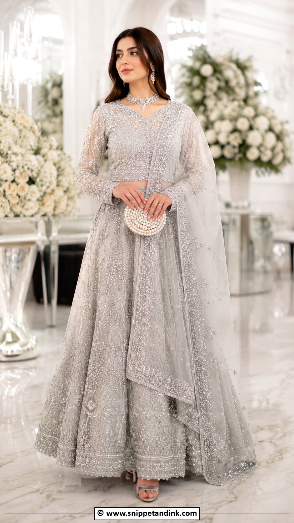 Silver Nikah Lehenga Outfit - Snippet and Ink - 35 Nikah Outfit Ideas