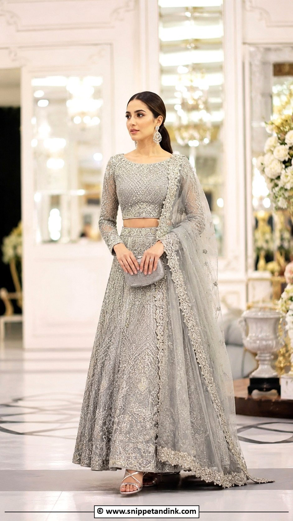 Silver Nikah Lehenga - Snippet and Ink - 35 Nikah Dress Ideas