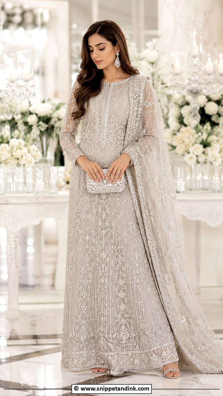 Silver Nikkah Gown Outfit - Snippet and Ink - 35 Nikkah Outfit Ideas