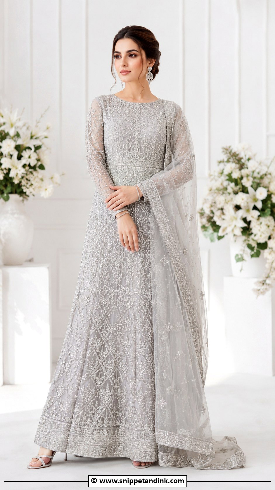 Silver Nikkah Maxi Outfit - Snippet and Ink - 35 Nikkah Dress Ideas