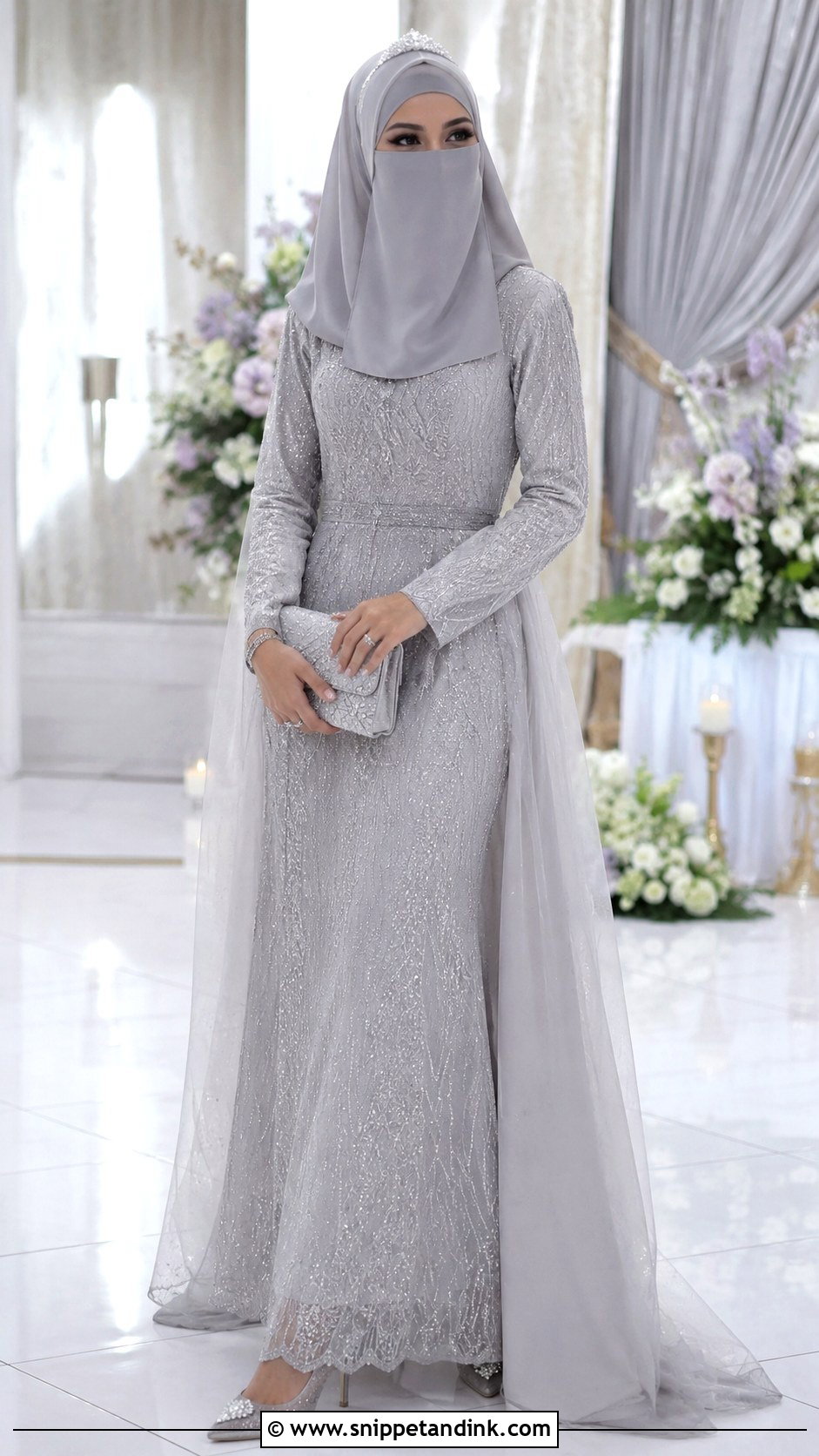 Silver Niqab Bride Gown - Snippet and Ink - 30 Niqab Bride Ideas
