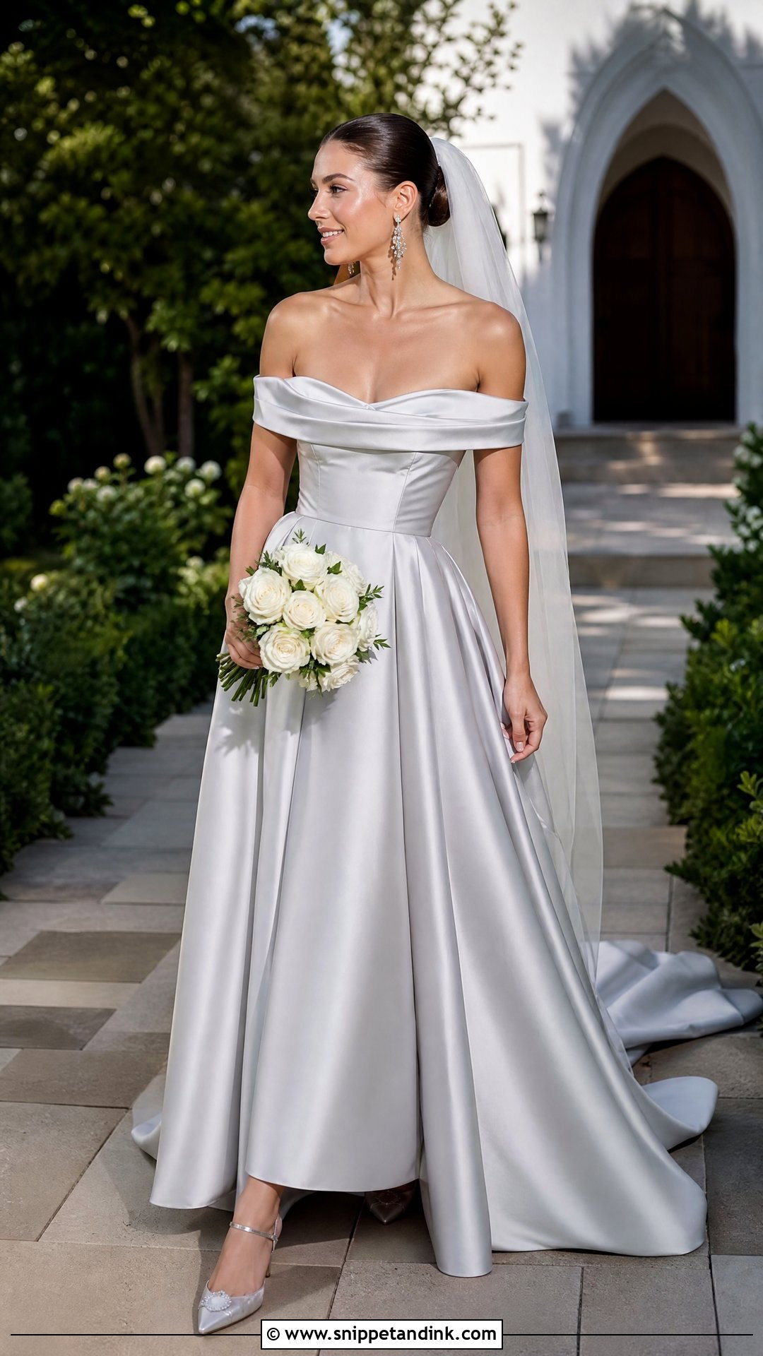 Silver Off the Shoulder Wedding Gown - Snippet and Ink - 20 Silver Wedding Gowns