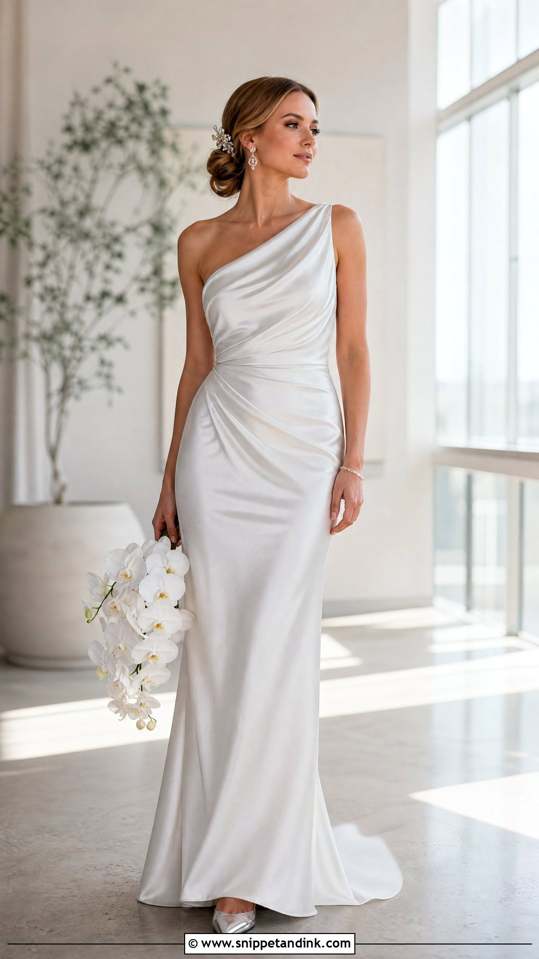 Silver One Shoulder Bridal Dress - Snippet and Ink - 20 Silver Bridal Dress Ideas