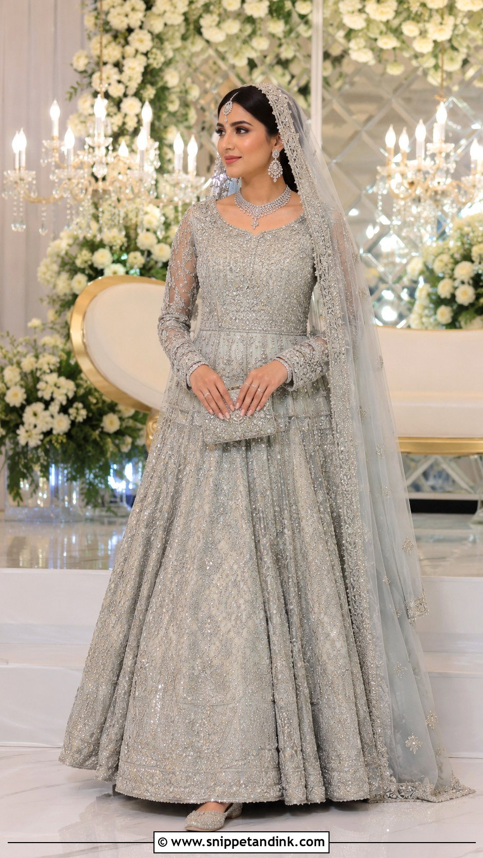Silver Pakistani Nikah Tissue Pishwas - Snippet and Ink - 20 Nikha Dresses Pakistani Bridal