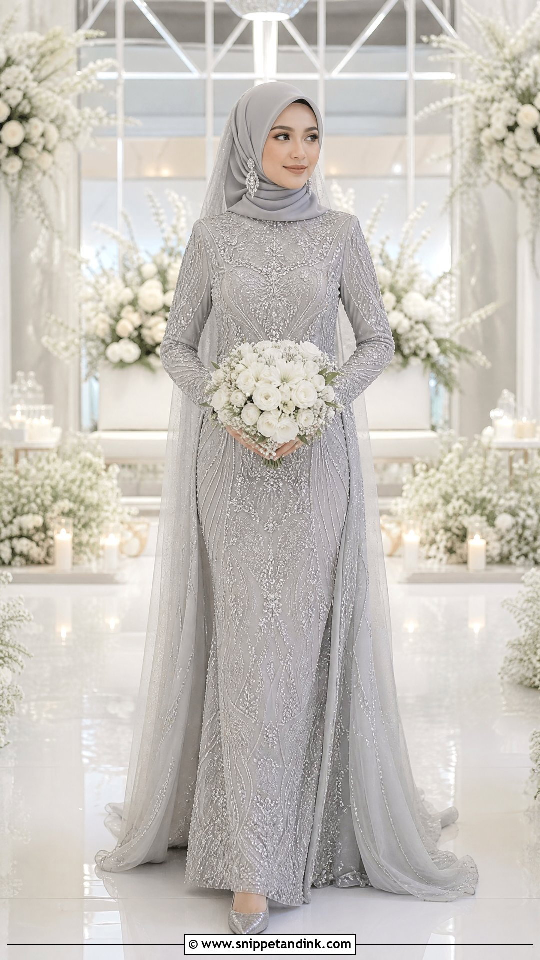 Silver Pengantin Muslimah Dress - Snippet and Ink - 25 Pengantin Muslimah Ideas