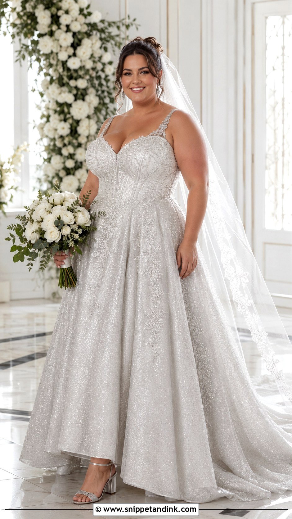 Silver Plus Size Wedding Gown - Snippet and Ink - 20 Elegant Silver Wedding Gowns
