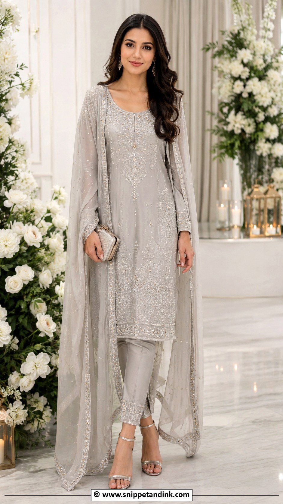Silver Punjabi Cape Suit - Snippet and Ink - 30 Punjabi Wedding Suit Ideas