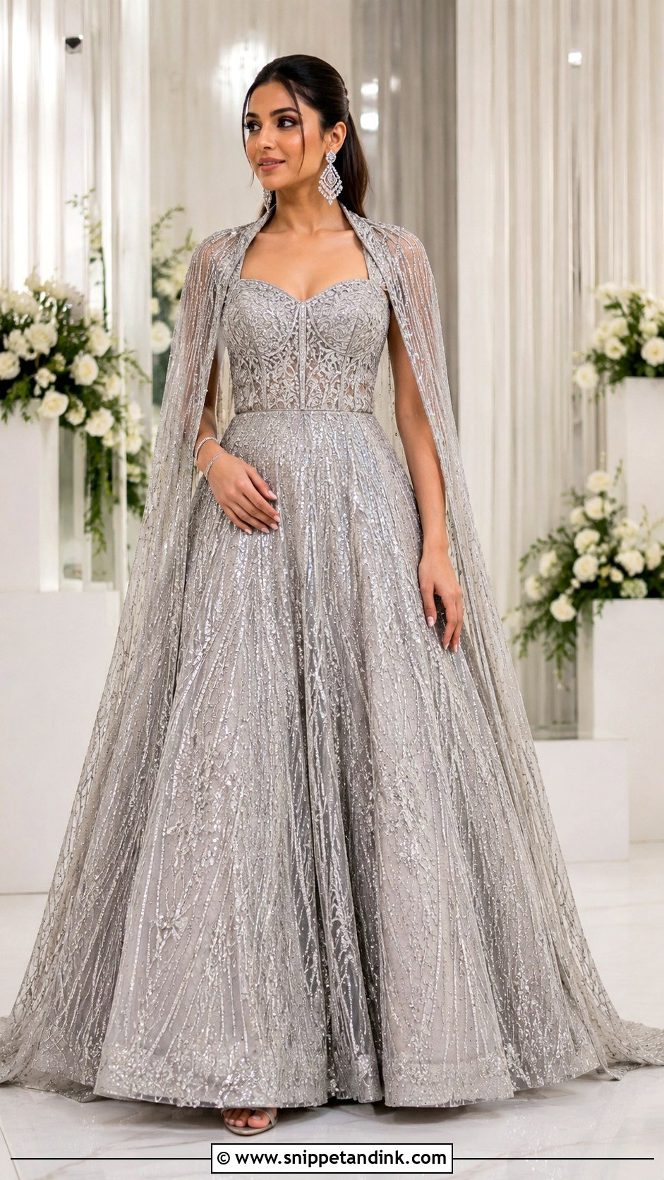 Silver Sangeet Gown - Snippet and Ink - 25 Sangeet Outfits for Bride
