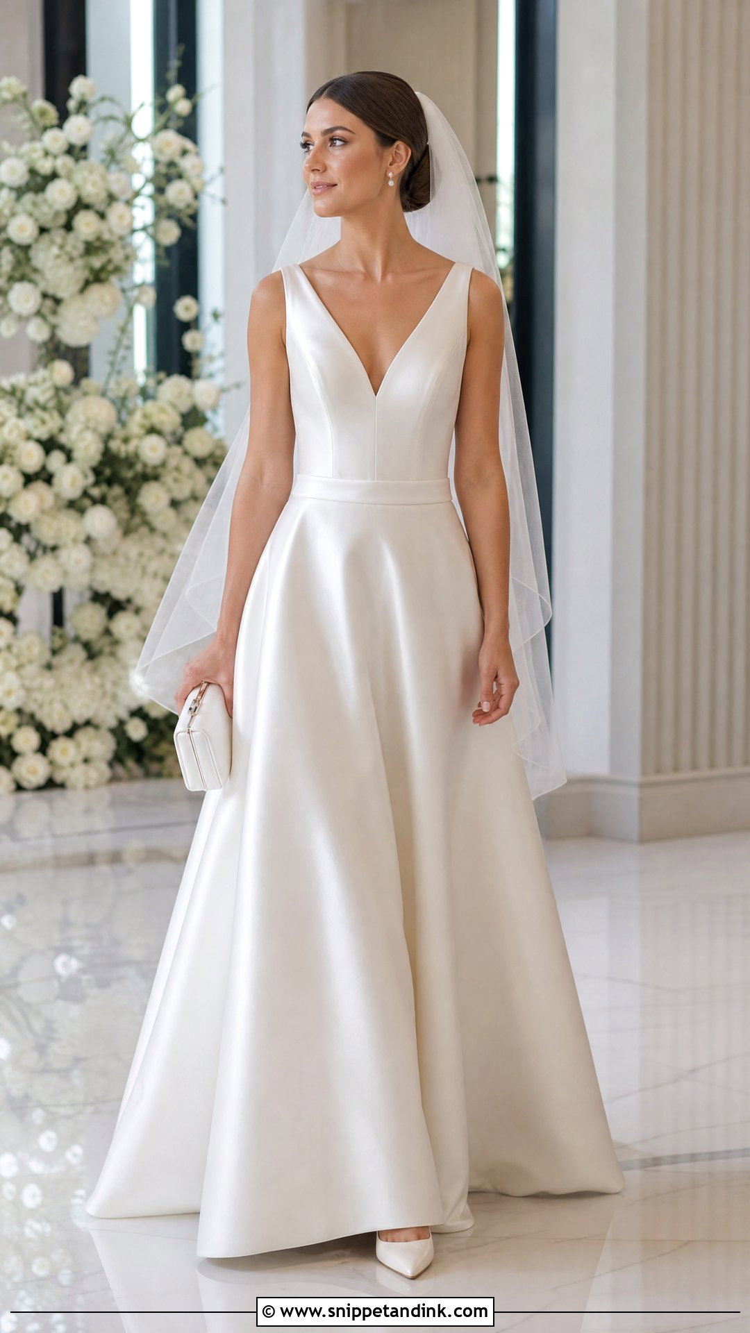 Silver Satin A Line Wedding Gown - Snippet and Ink - 20 Silver Wedding Gowns