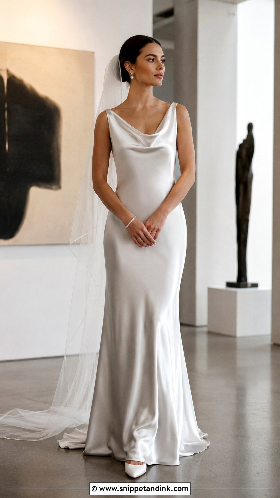 Silver Satin Wedding Gown - Snippet and Ink - 20 Elegant Silver Wedding Gowns