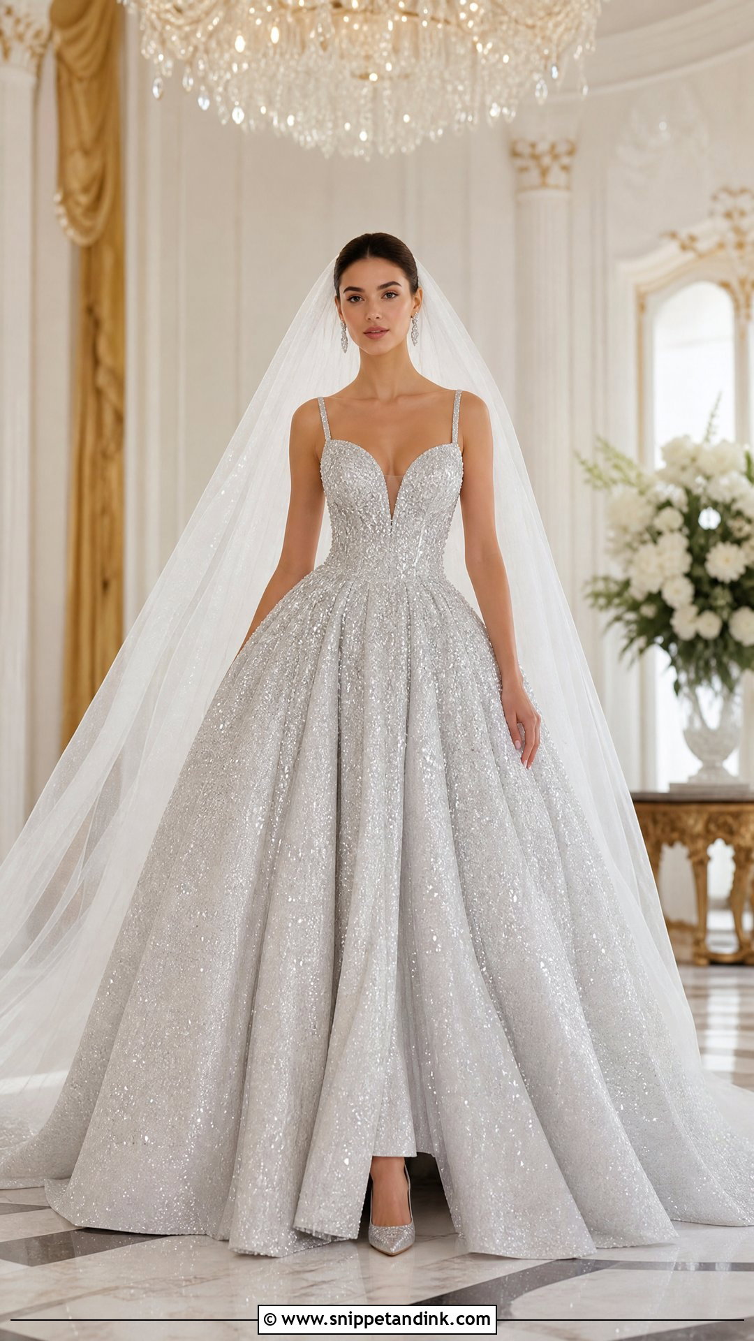 Silver Sequin Ball Gown Wedding Dress - Snippet and Ink - 20 Silver Wedding Dresses