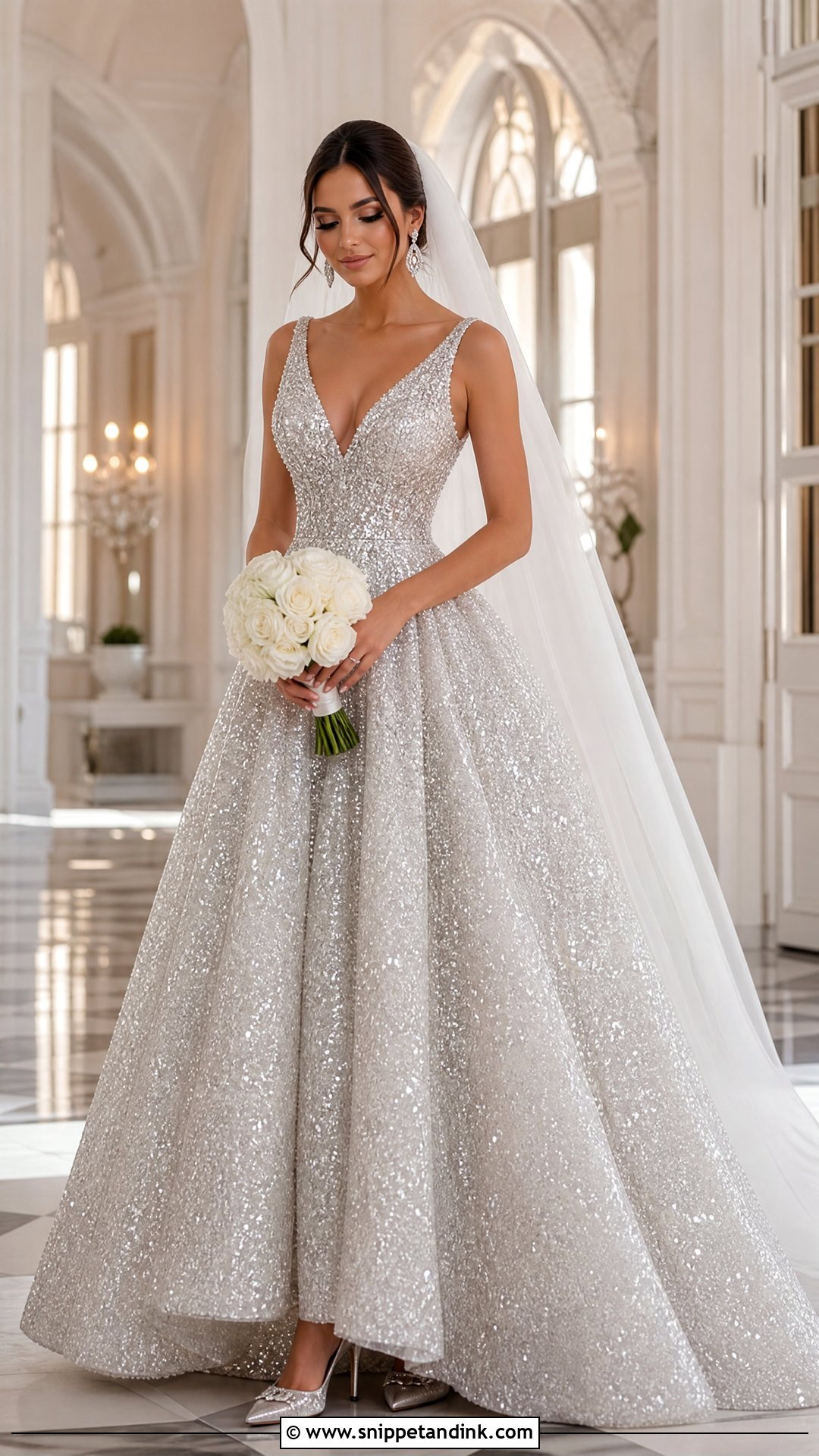 Silver Sequin Ball Gown - Snippet and Ink - 20 Silver Wedding Gowns