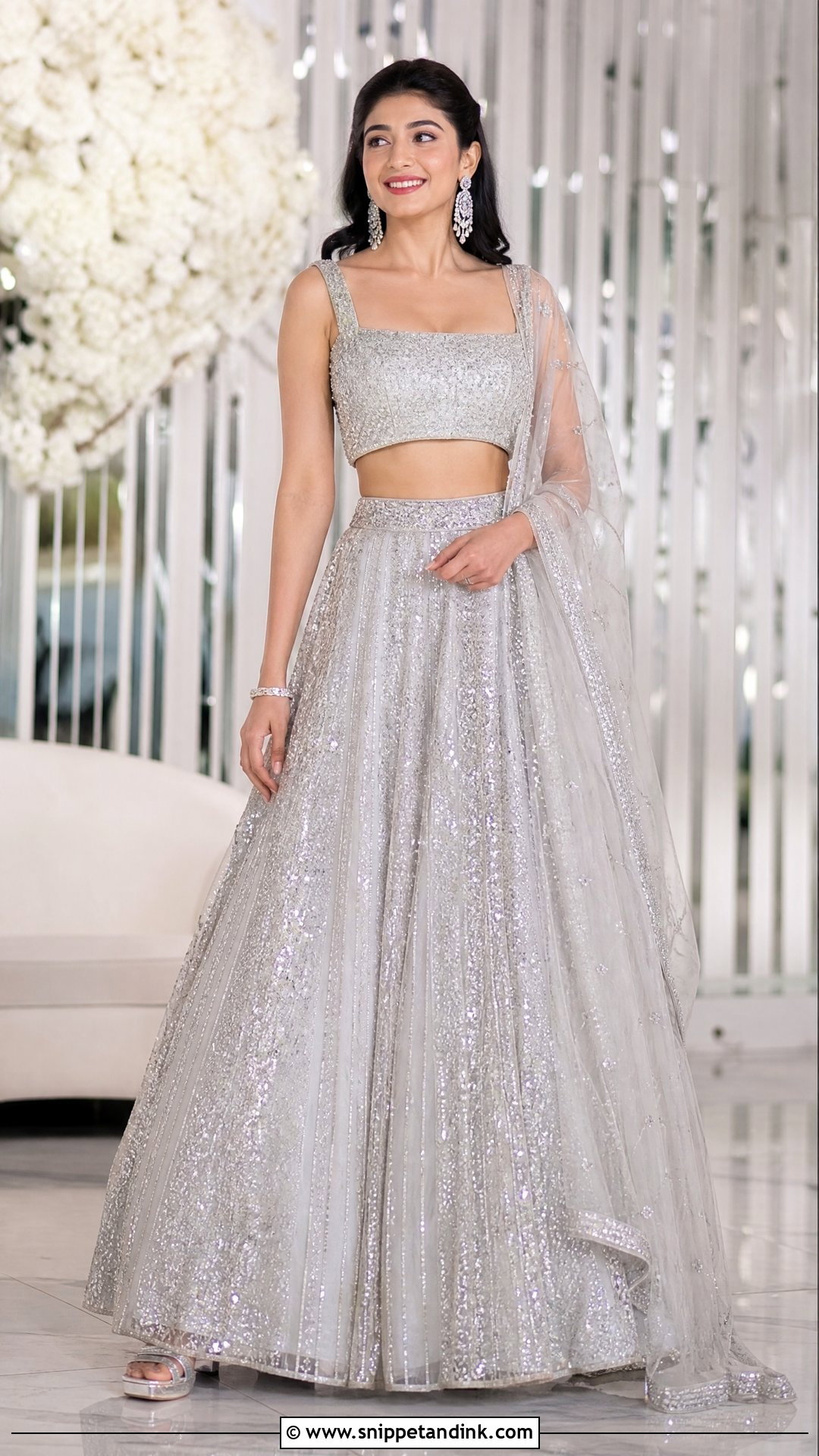 Silver Sequin Bridal Sangeet Lehenga - Snippet and Ink - 20 Unique Bridal Sangeet Outfit Ideas