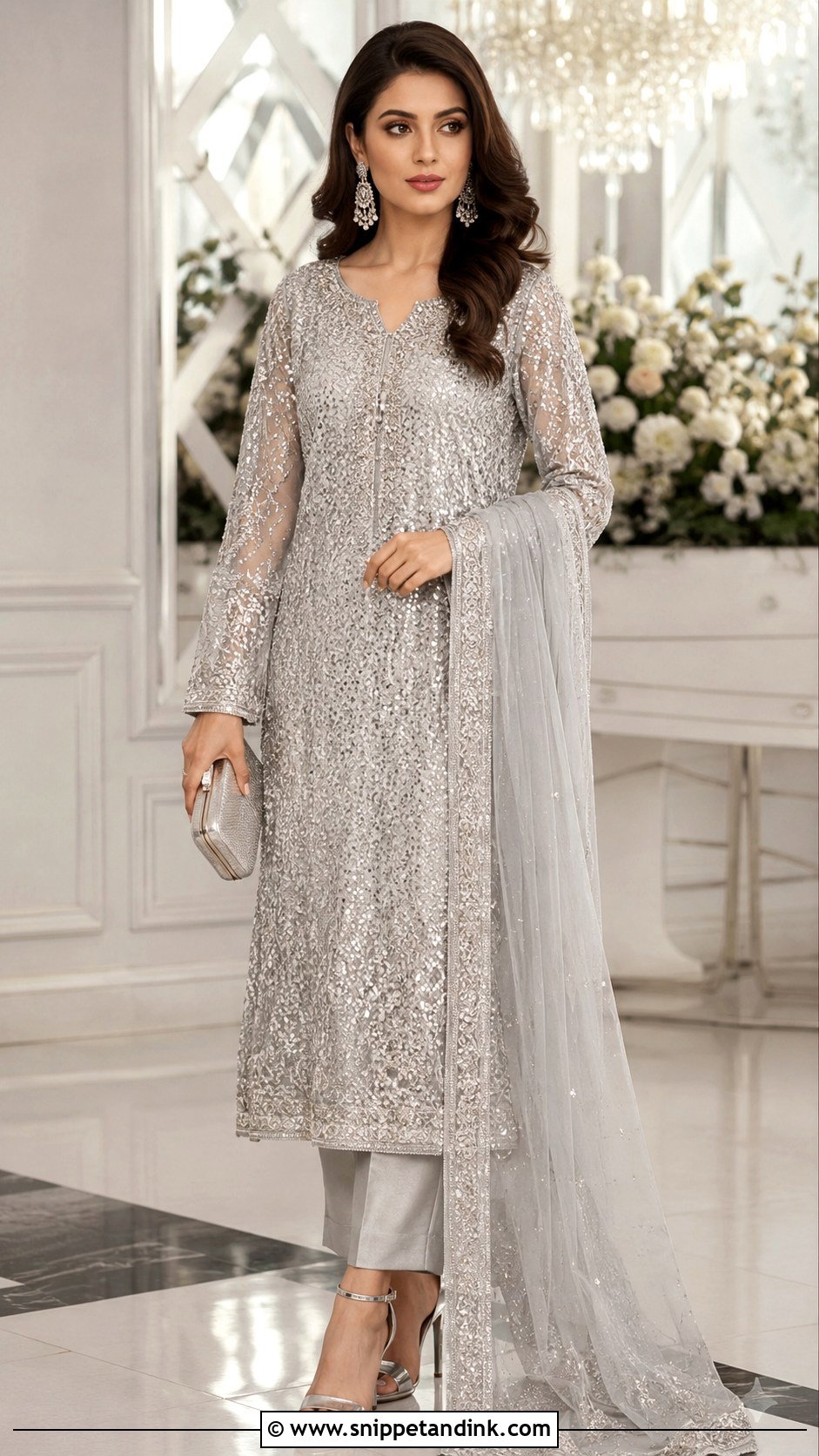 Silver Sequin Dress For Reception - Snippet and Ink - 25 Pakistani Wedding Dresses Sisters