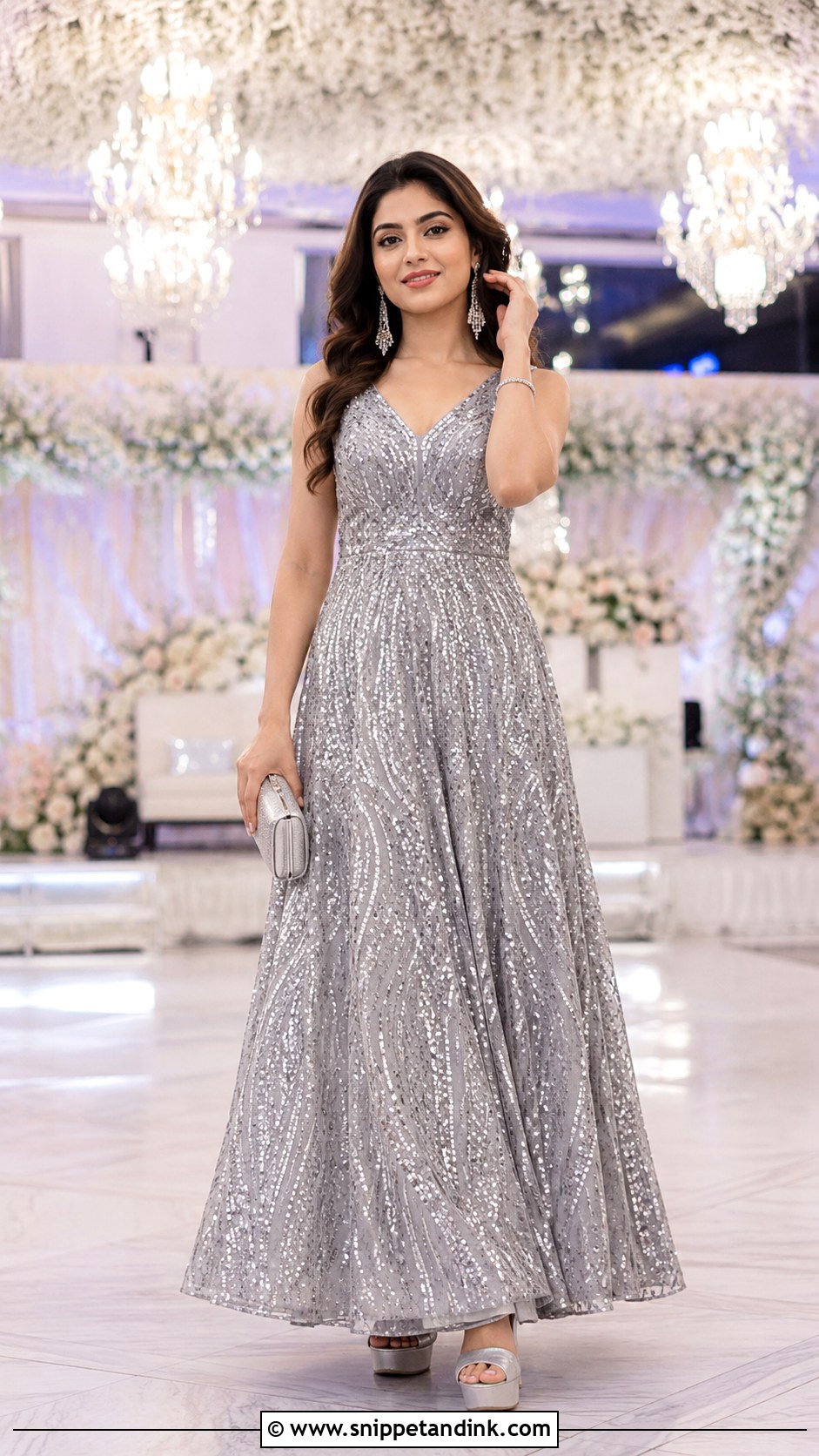 Silver Sequin Gown for Sangeet Function - Snippet and Ink - 20 Gown for Sangeet Function Ideas