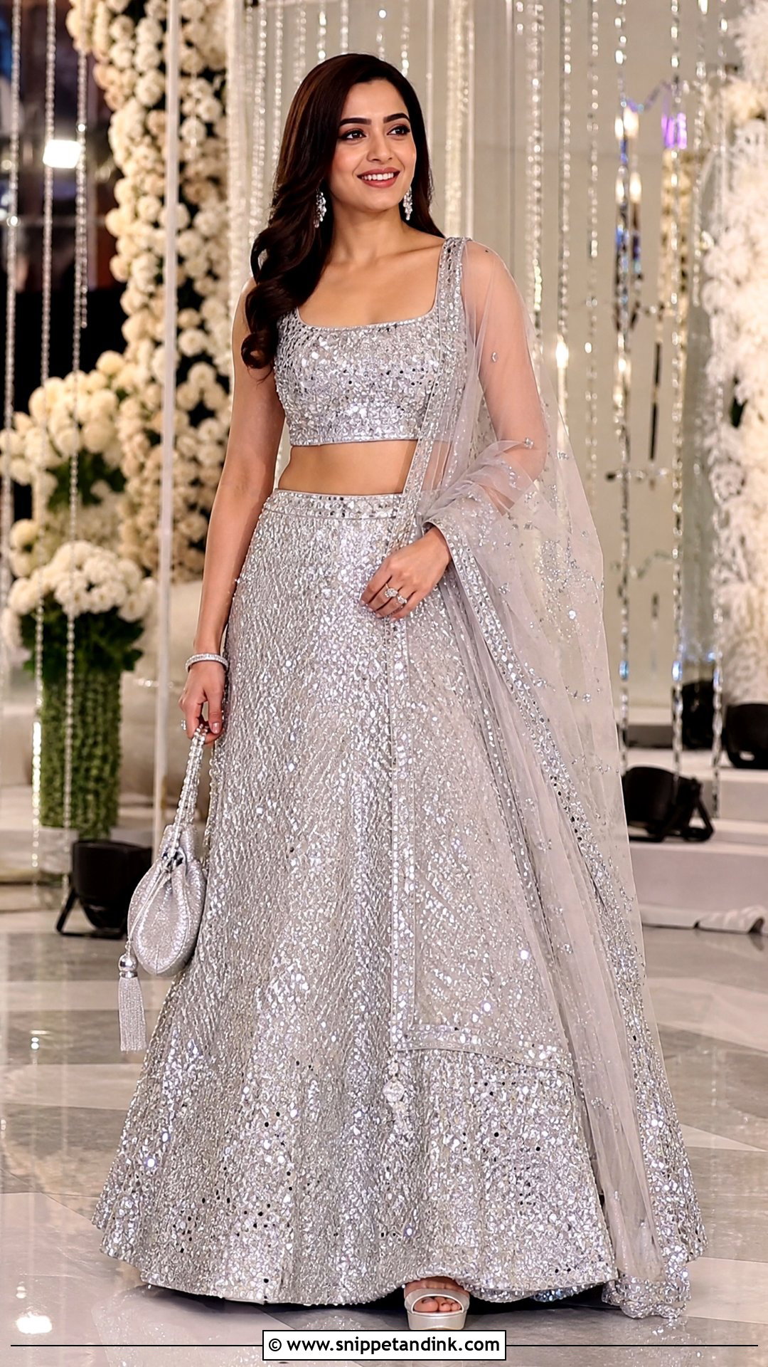 Silver Sequin Lehenga for Sangeet Bride - Snippet and Ink - 20 Outfit for Sangeet Function for Bride Ideas