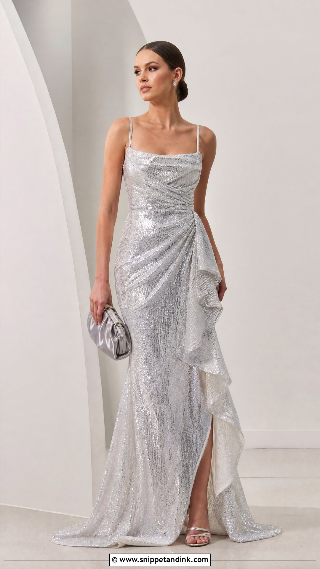 Silver Sequin Ruffled Gown - Snippet and Ink - 20 Ruffled Gown Ideas