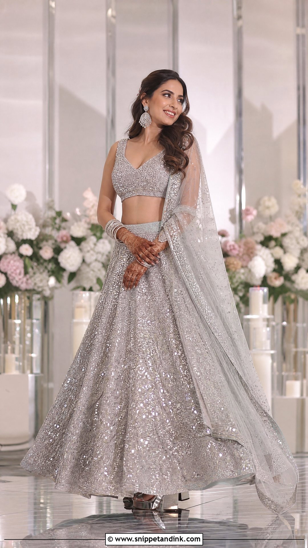 Silver Sequin Sangeet Lehenga - Snippet and Ink - 20 Sangeet Outfit Ideas for Bride