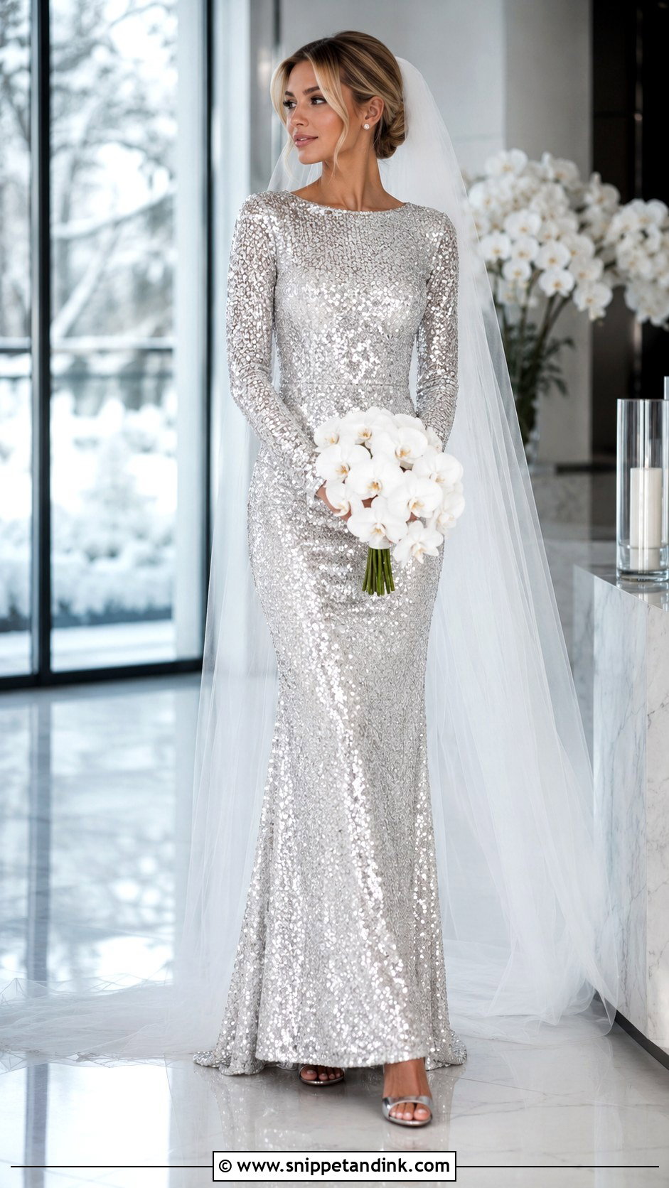 Silver Sequin Wedding Dress Bride - Snippet and Ink - 20 Colorful Bride Ideas