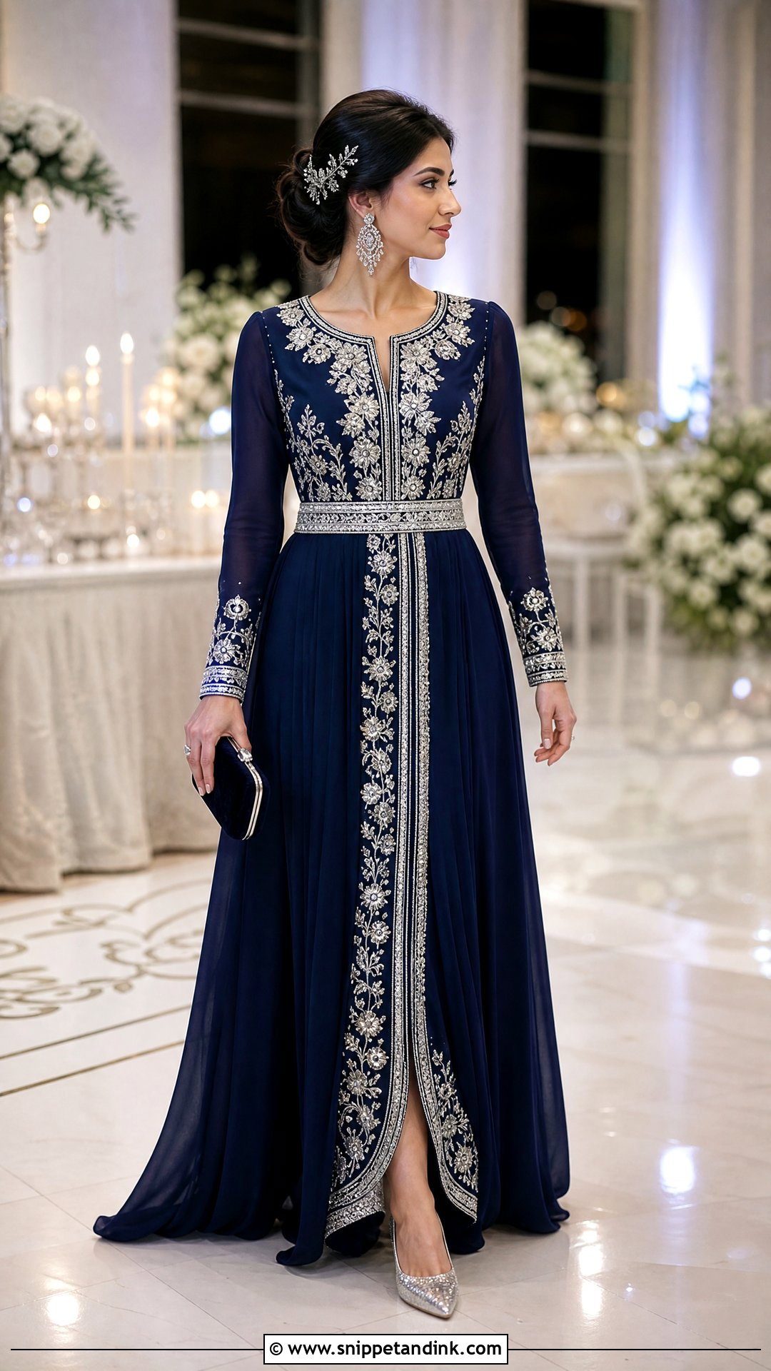 Silver Sfax Embroidered Wedding Dress - Snippet and Ink - 20 Tunisian Wedding Dress Ideas