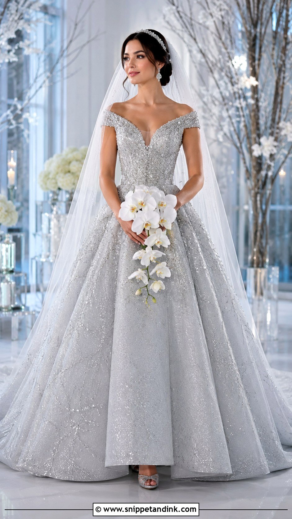 Silver Shimmer Cinderella Gown - Snippet and Ink - 20 Cinderella Gown Wedding Ideas