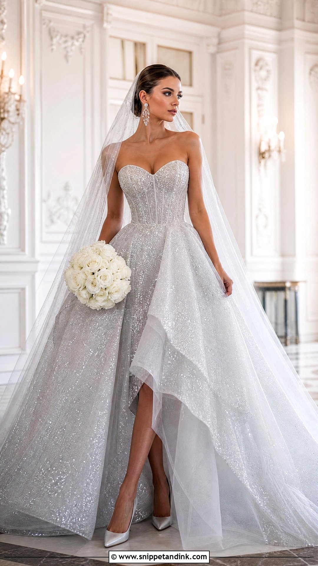 Silver Sparkle Ball Gown Bridal Dress - Snippet and Ink - 20 Silver Bridal Dress Ideas