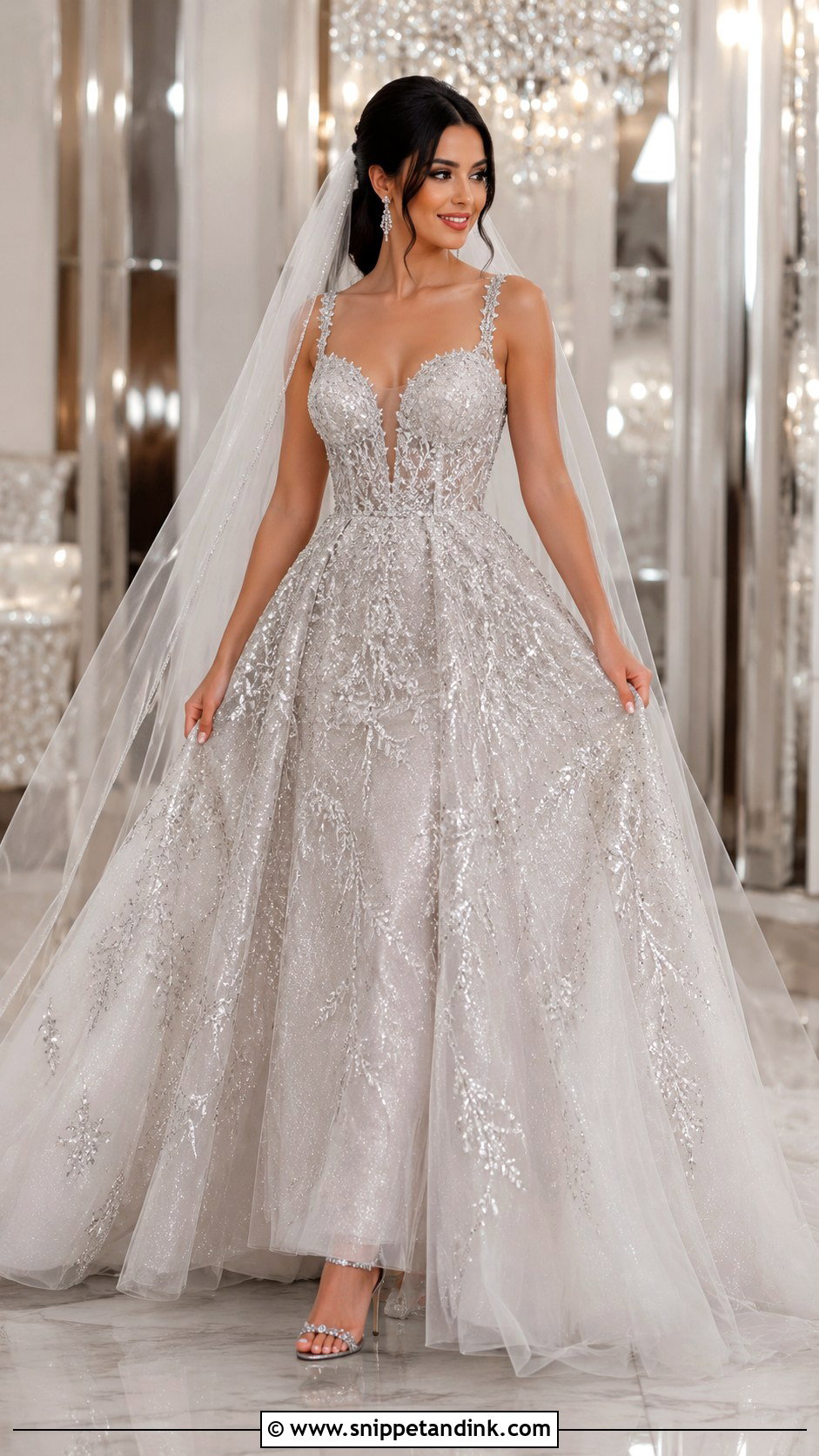 Silver Sparkle Princess Wedding Dress - Snippet and Ink - 30 Princess Wedding Dresses Sparkle