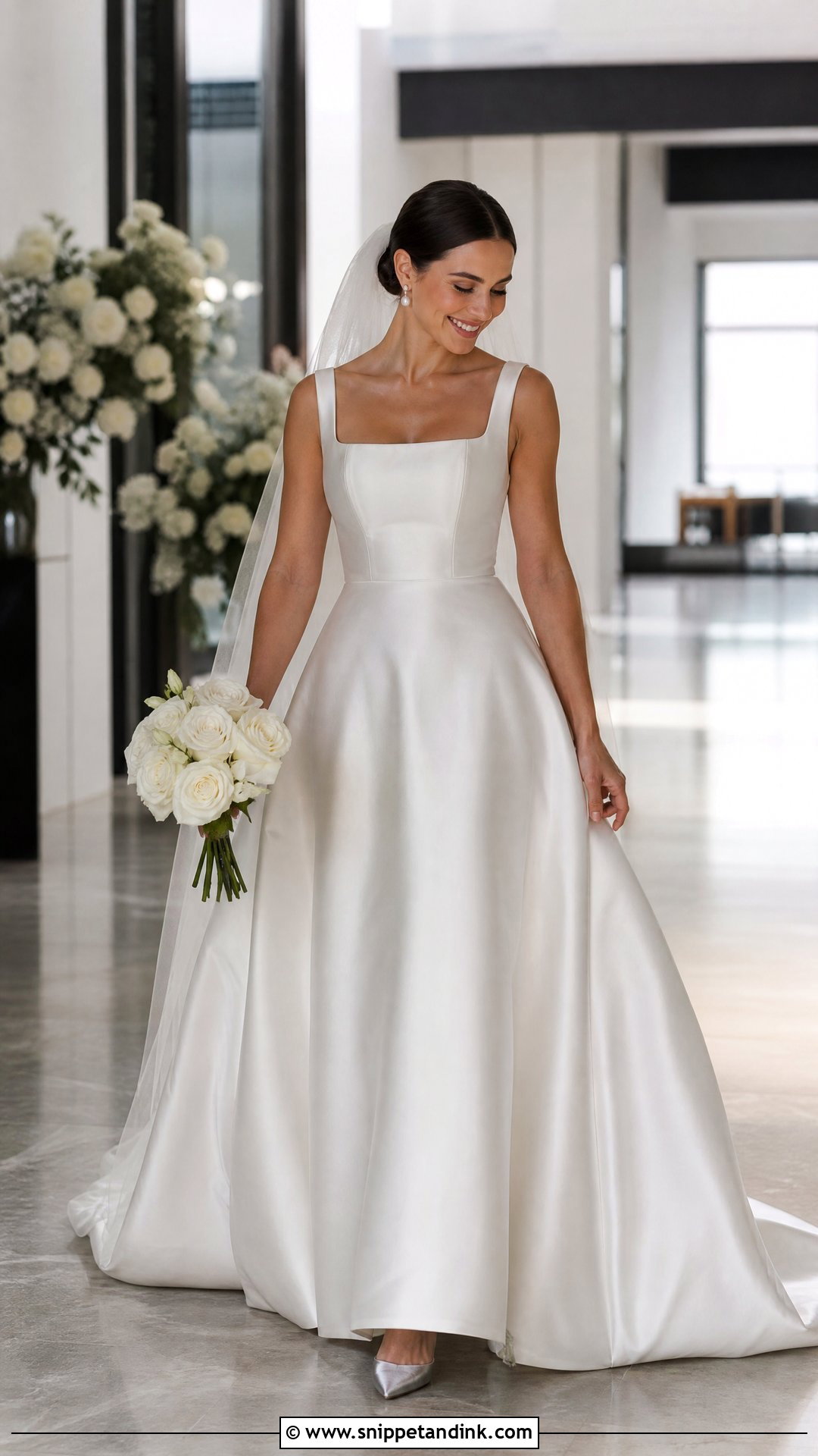 Silver Square Neck Wedding Gown - Snippet and Ink - 20 Silver Wedding Gowns