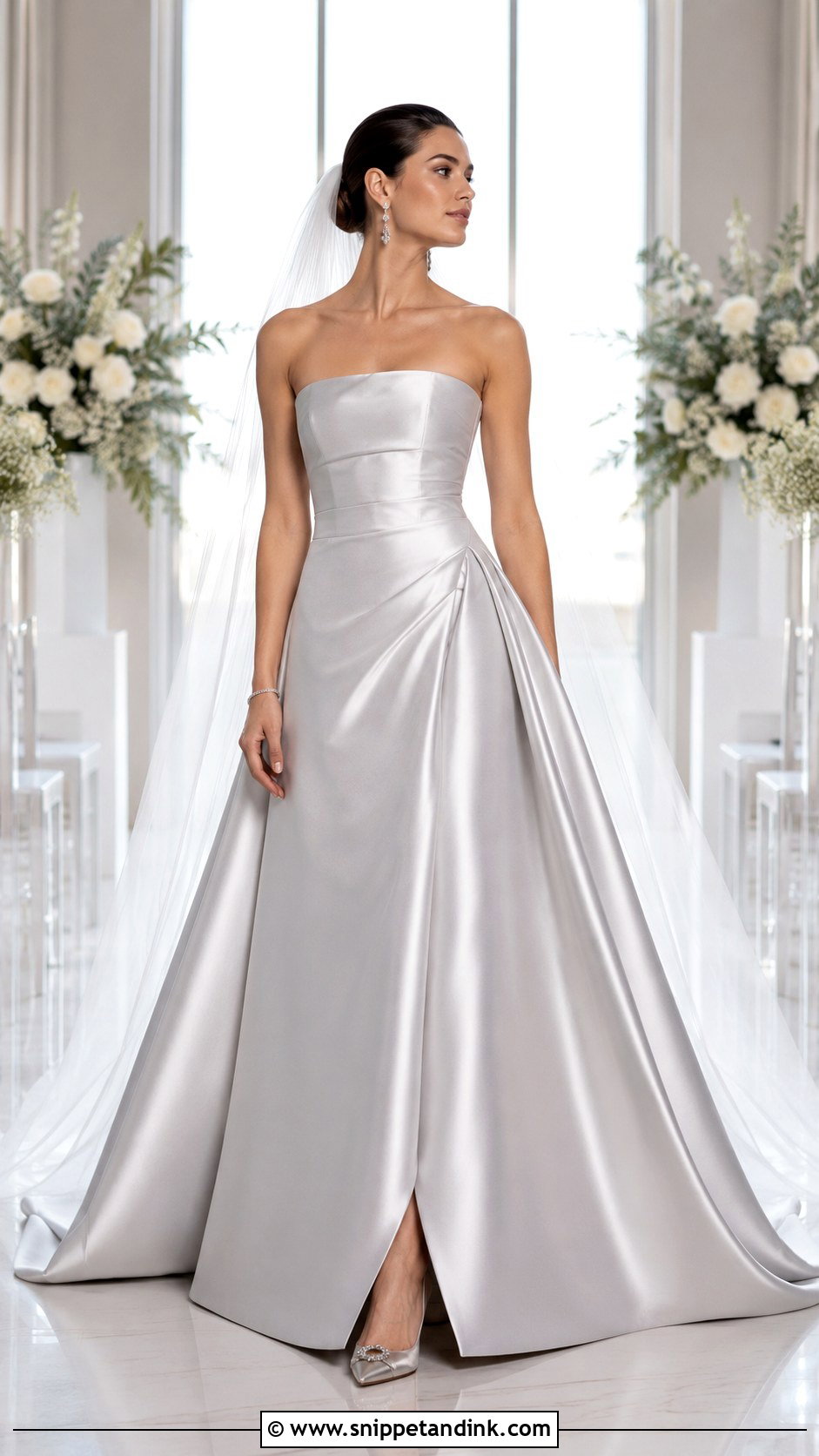 Silver Strapless Wedding Dress - Snippet and Ink - 30 Silver Wedding Dress Ideas