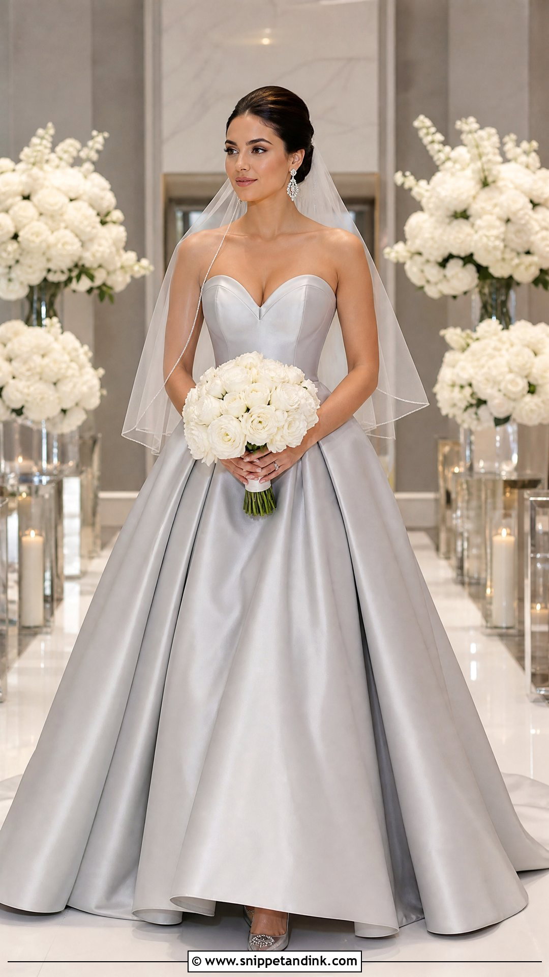 Silver Strapless Wedding Gown - Snippet and Ink - 20 Silver Wedding Gowns
