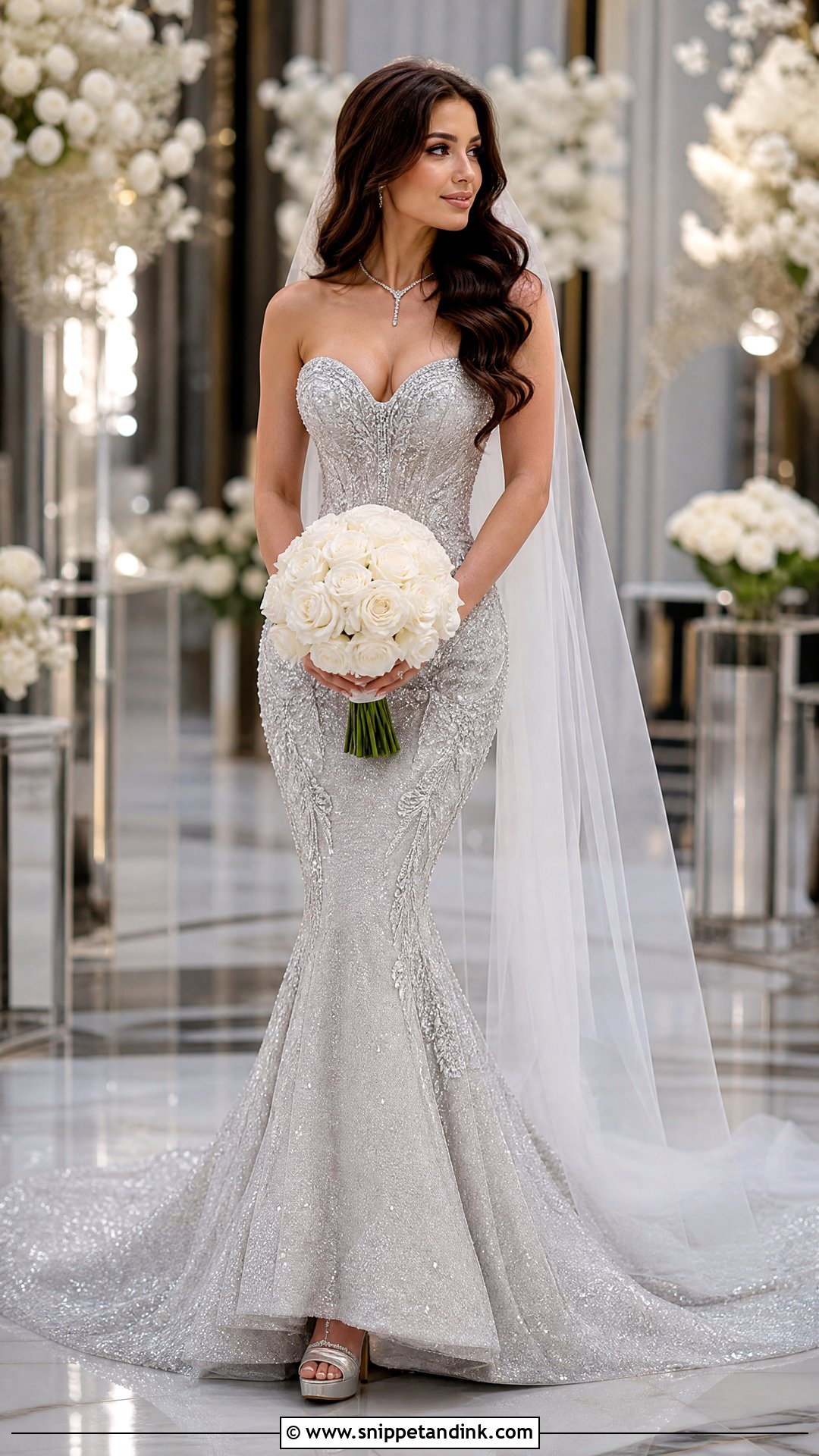 Silver Sweetheart Mermaid Wedding Gown - Snippet and Ink - 20 Silver Wedding Gowns