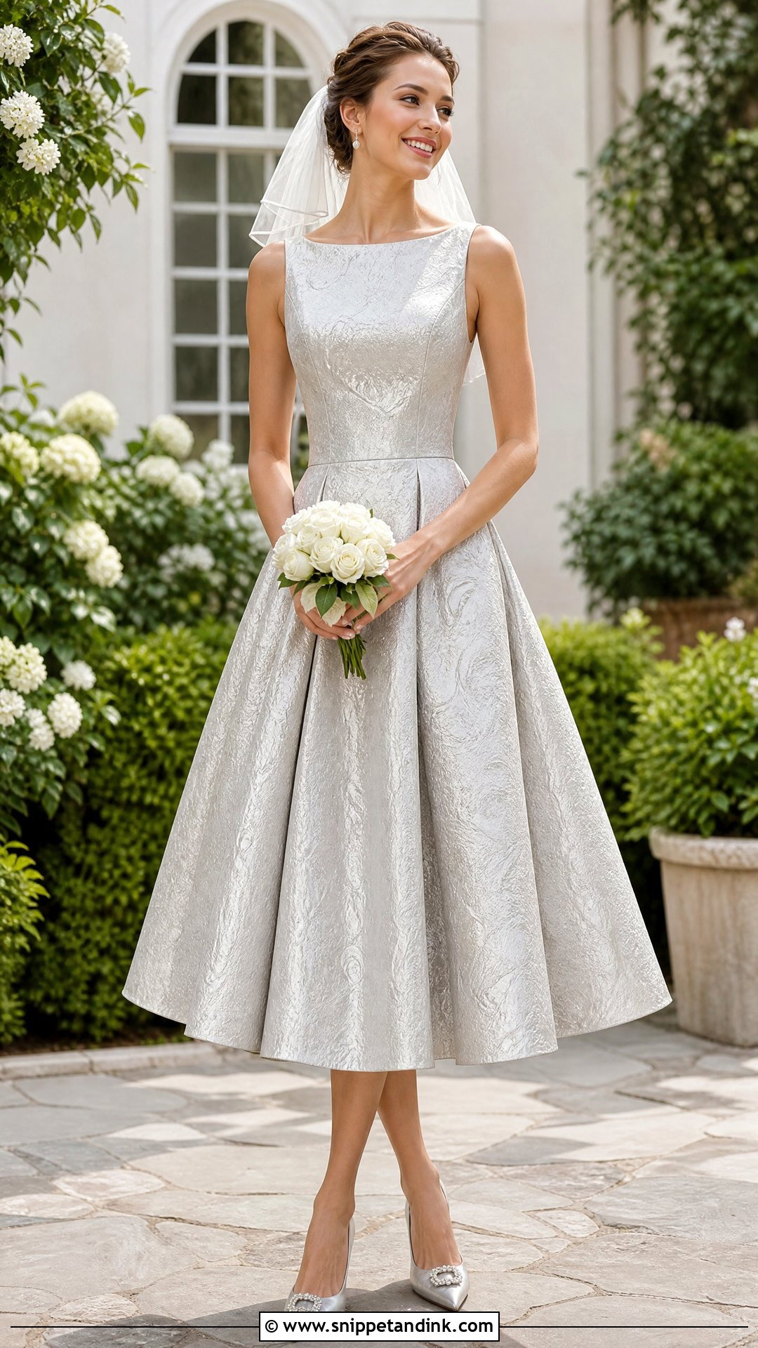 Silver Tea Length Bridal Dress - Snippet and Ink - 20 Silver Bridal Dress Ideas