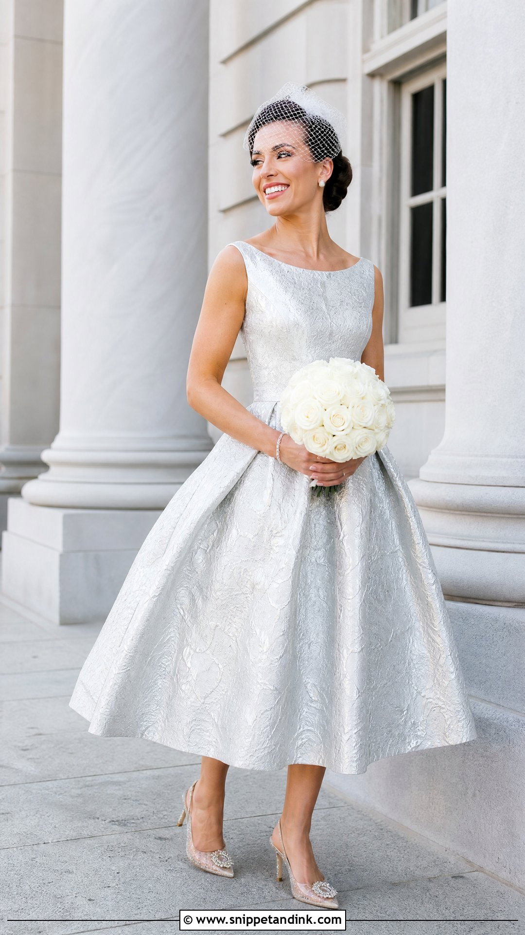 Silver Tea Length Wedding Dress - Snippet and Ink - 20 Silver Wedding Dresses