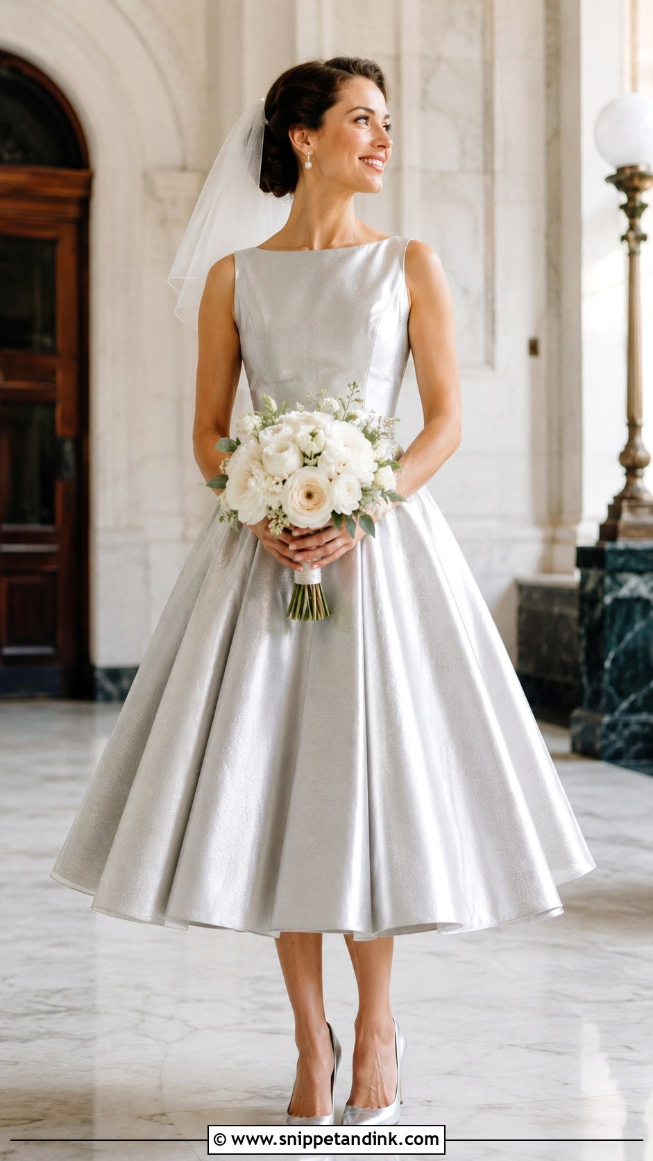 Silver Tea Length Wedding Dress - Snippet and Ink - 30 Silver Wedding Dress Ideas