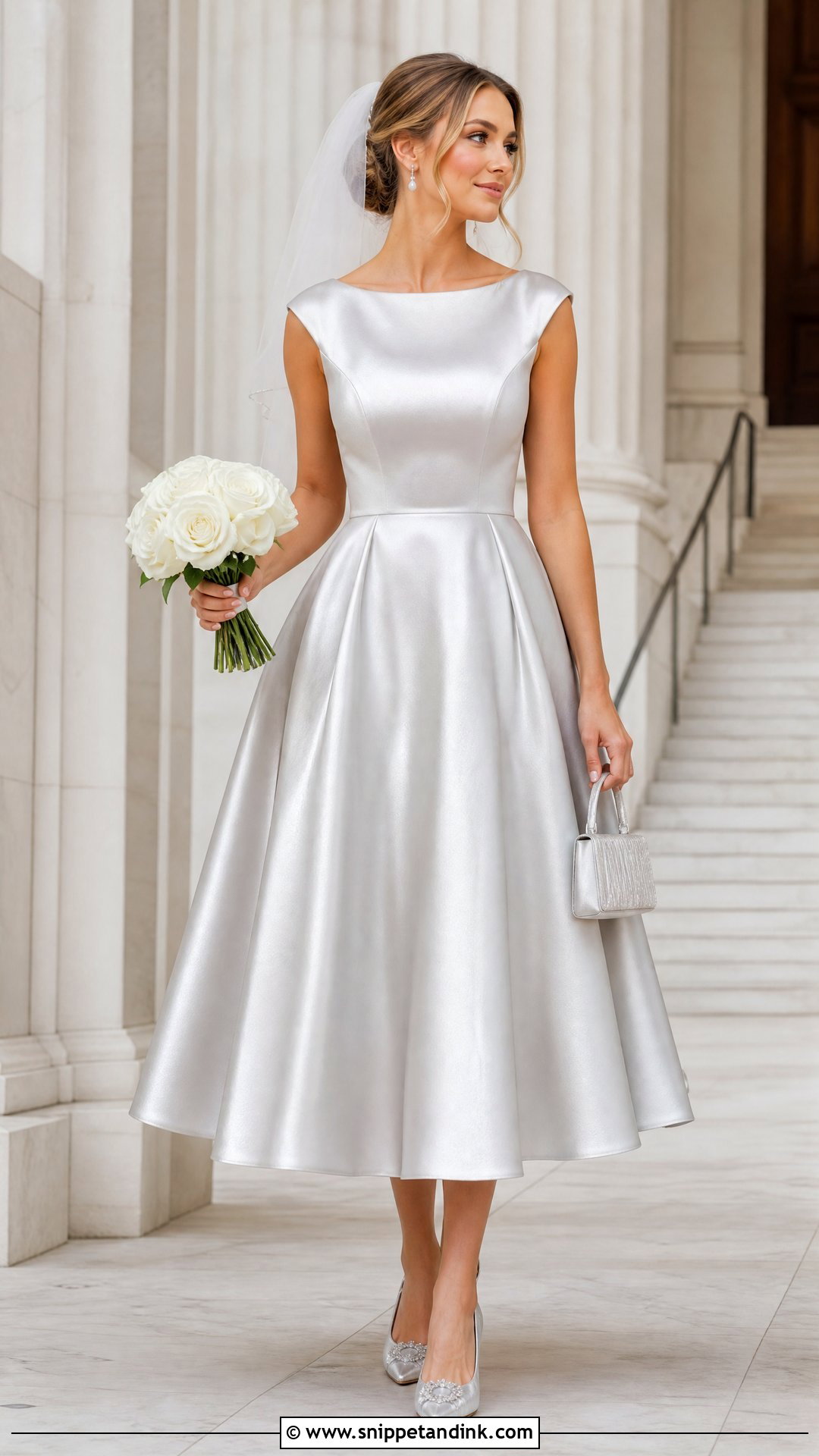 Silver Tea Length Wedding Gown - Snippet and Ink - 20 Silver Wedding Gowns