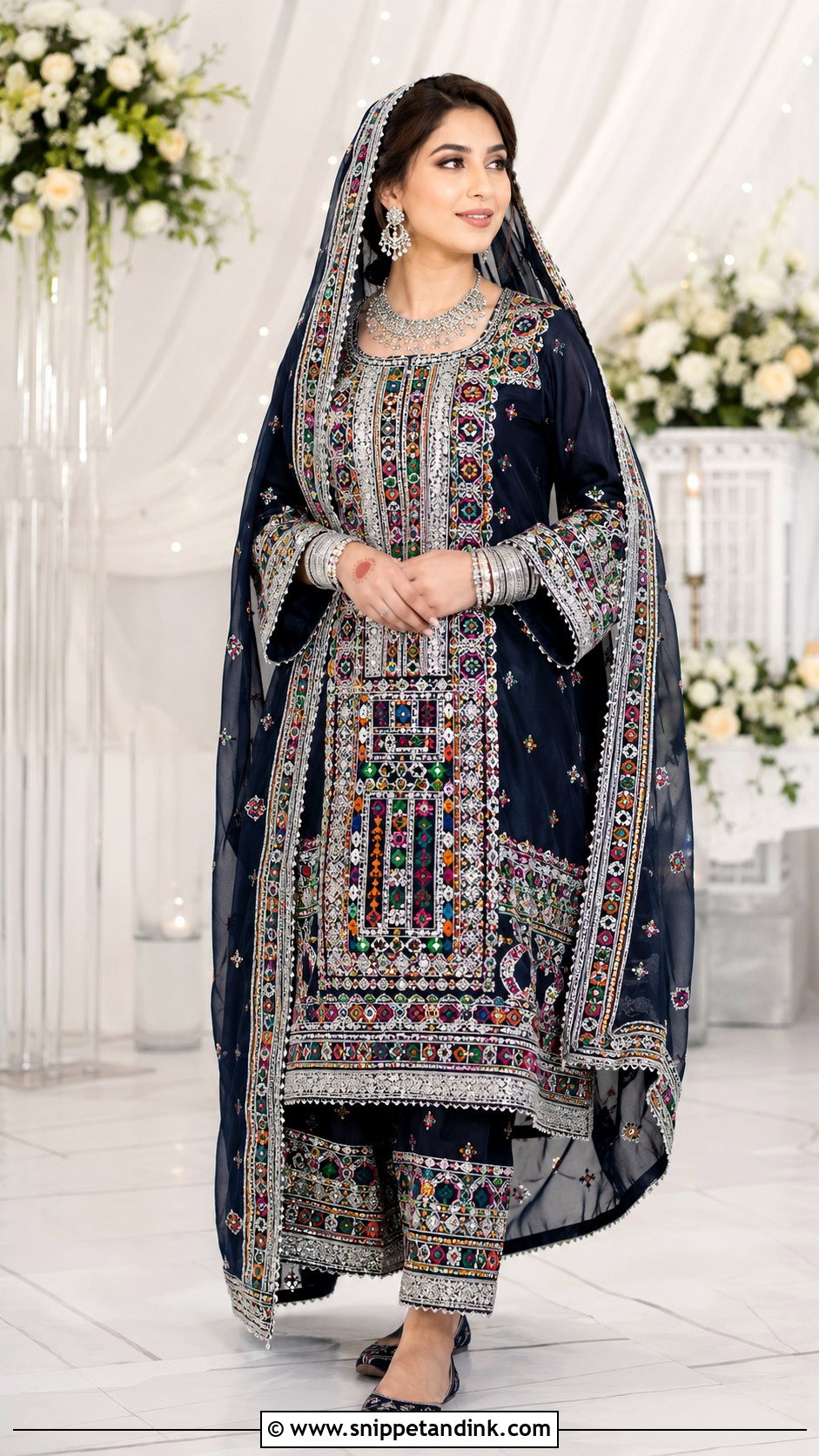 Silver Thread Balochi Bridal Dress - Snippet and Ink - 20 Balochi Bridal Dress Ideas