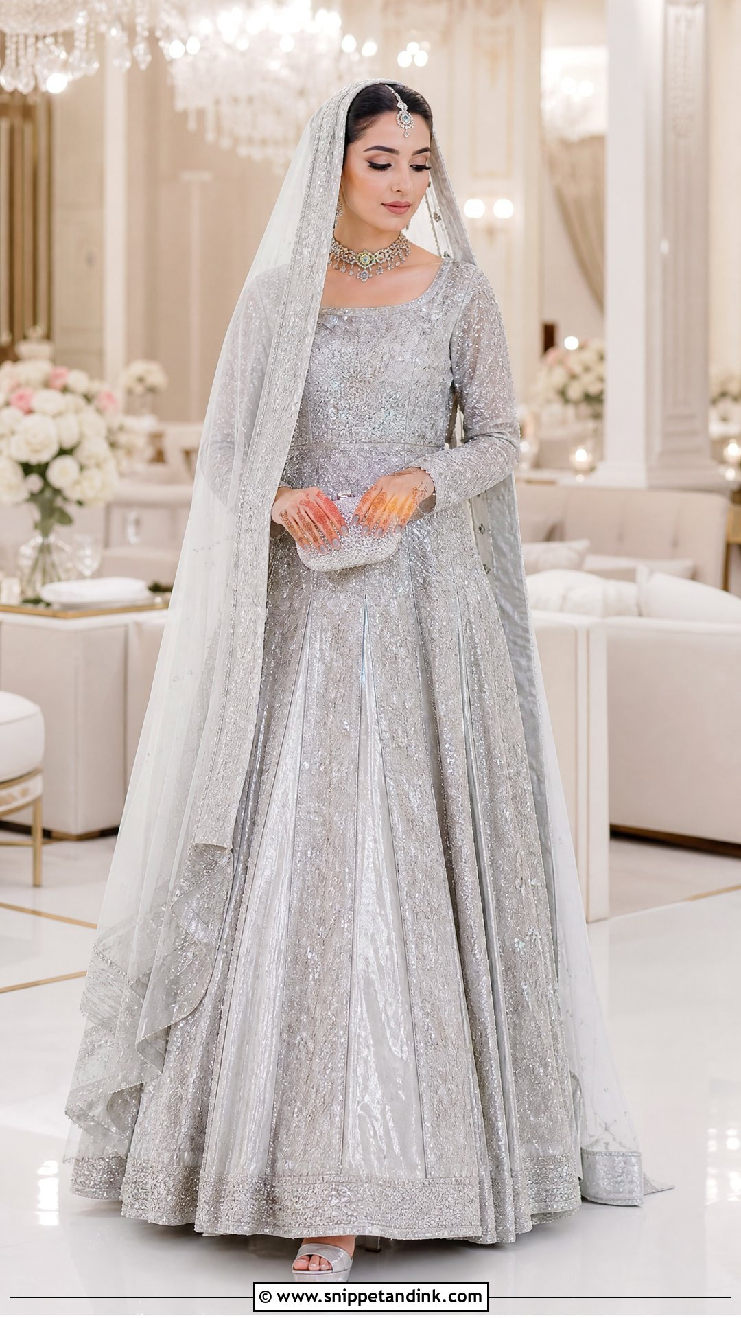 Silver Tissue Lehenga Bridal Nikkah Dress - Snippet and Ink - 20 Bridal Nikkah Dresses