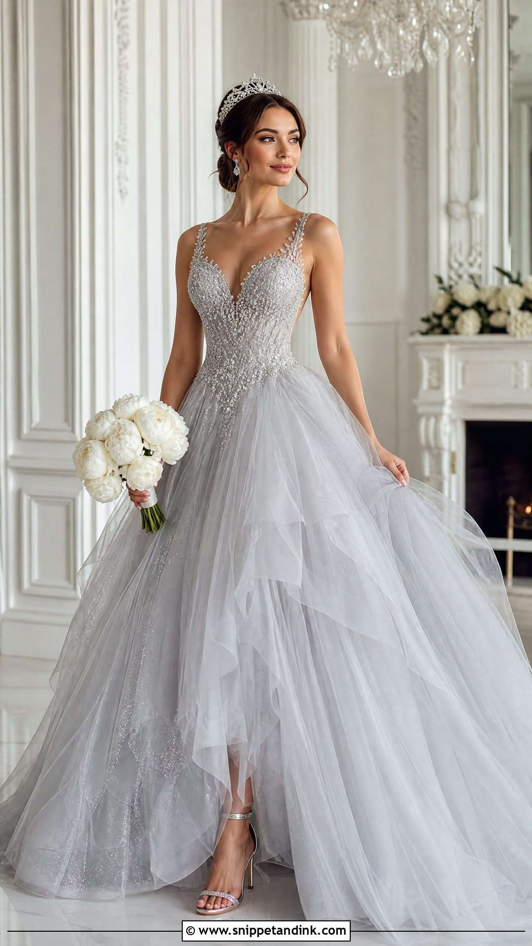 Silver Tulle Princess Wedding Gown - Snippet and Ink - 20 Silver Wedding Gowns