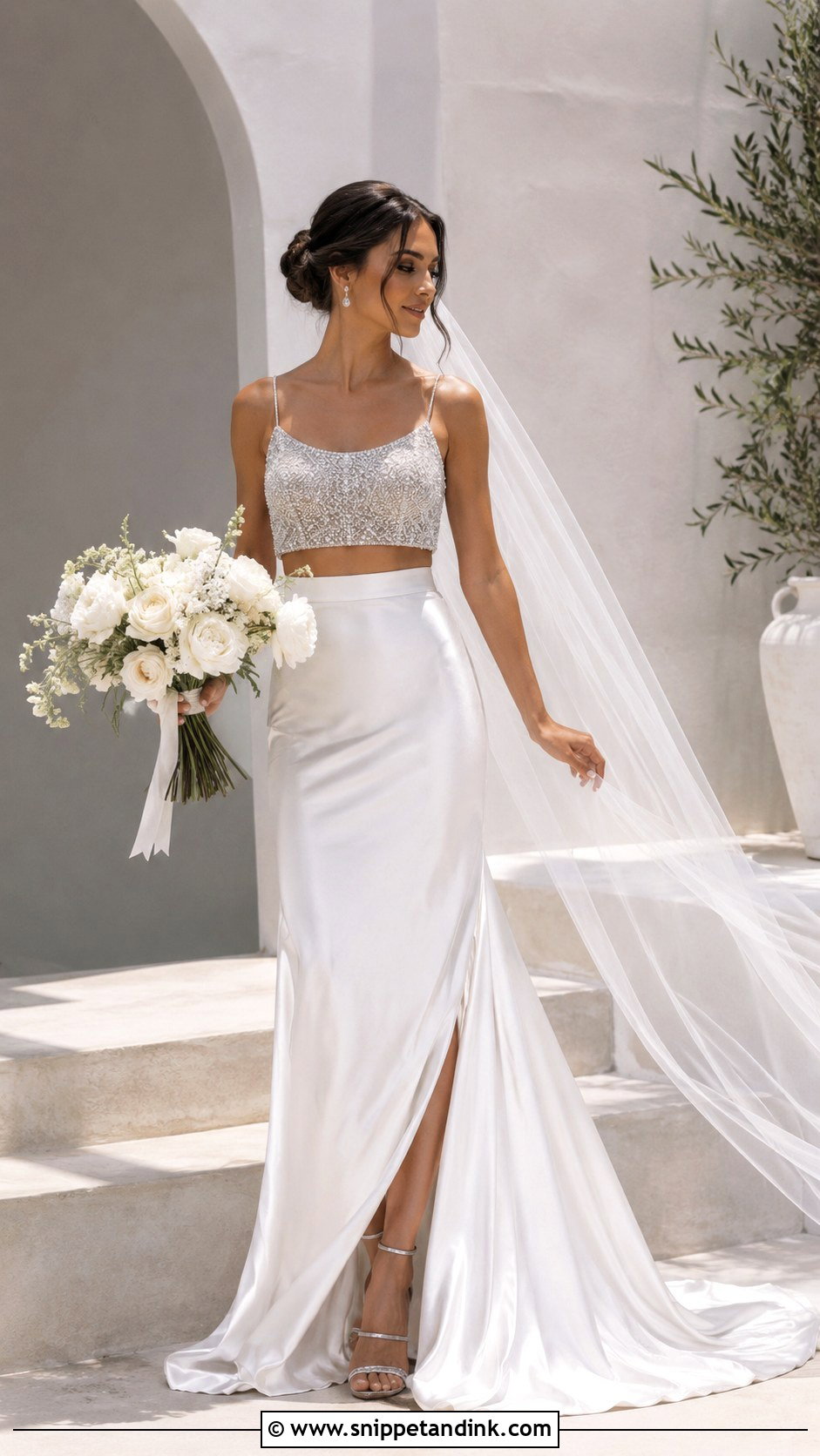 Silver Two Piece Wedding Dress - Snippet and Ink - 30 Silver Wedding Dress Ideas