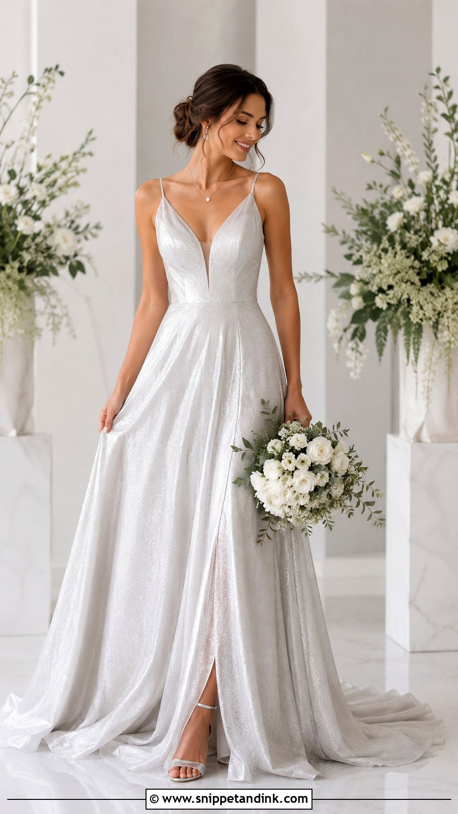 Silver V Neck Wedding Dress - Snippet and Ink - 30 Silver Wedding Dress Ideas