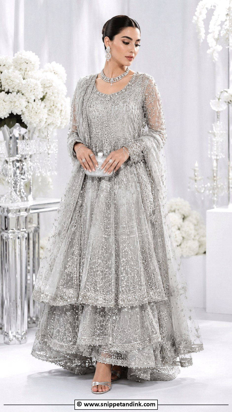 Silver Valima Bridal Maxi - Snippet and Ink - 30 Valima Bridal Dress Pakistan Ideas