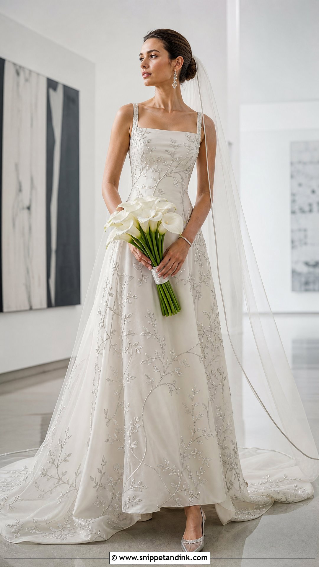 Silver Vine Embroidered Wedding Dress - Snippet and Ink - 20 Wedding Dress with Vines Ideas