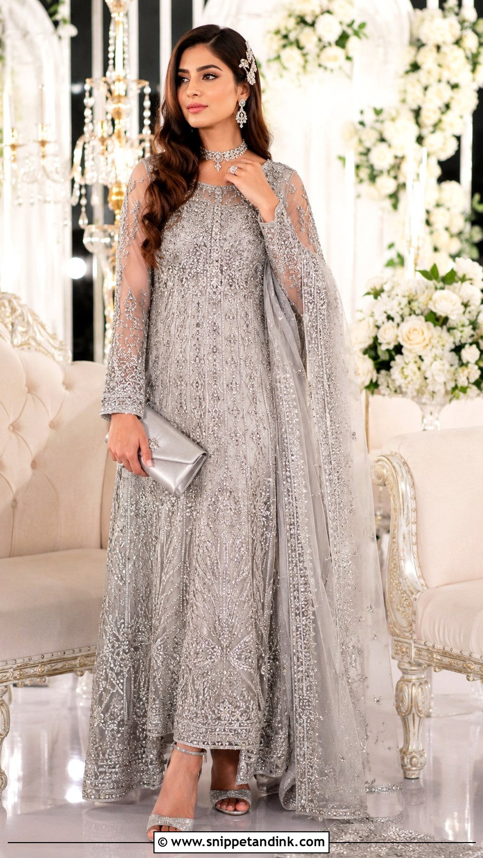 Silver Walima Bridal Gown - Snippet and Ink - 25 Walima Bride Dresses