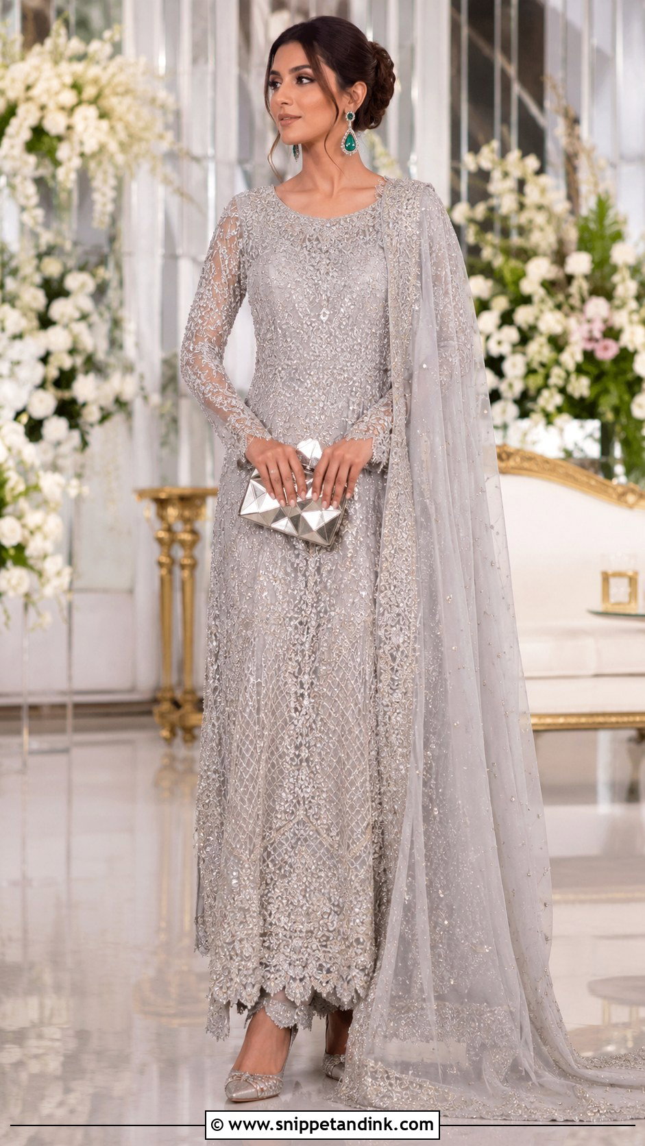 Silver Walima Bridal Maxi Dress - Snippet and Ink - 20 Walima Bridal Dress Ideas