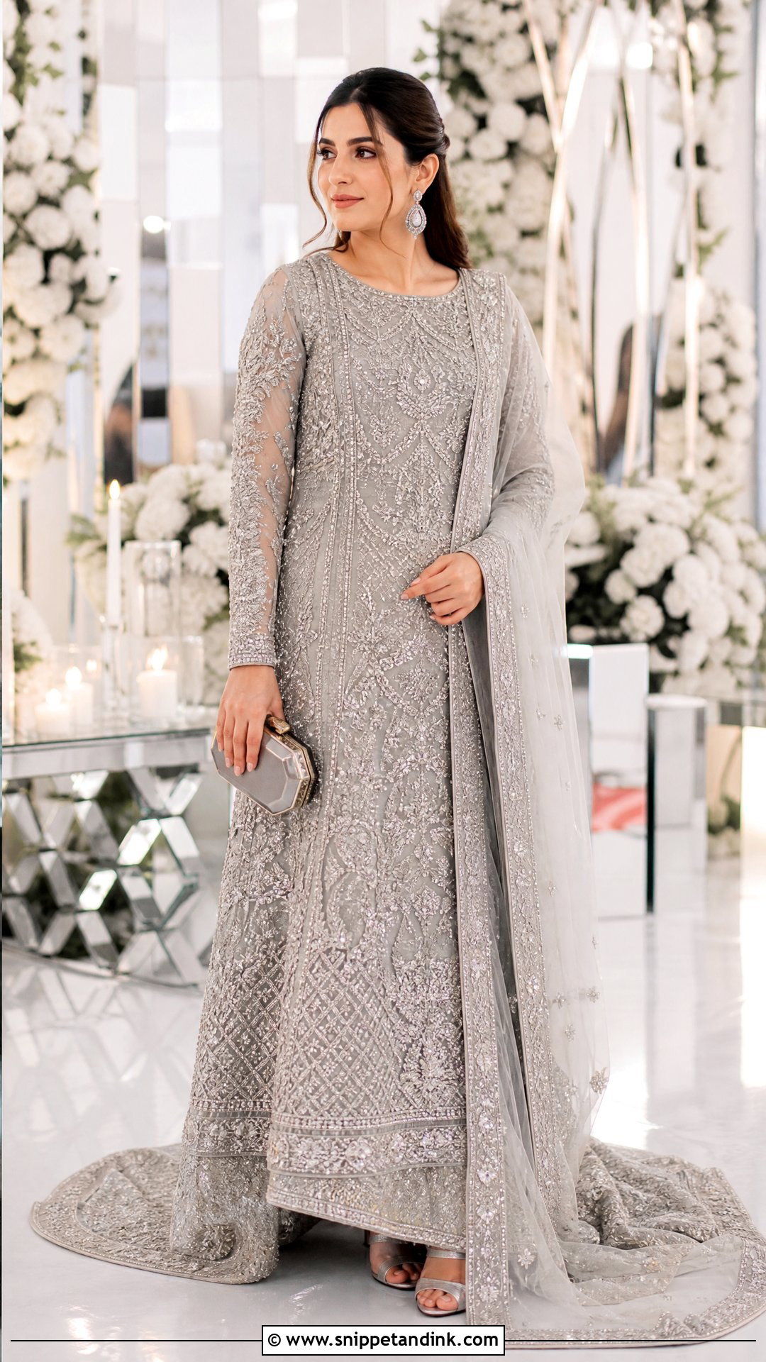 Silver Walima Dress - Snippet and Ink - 20 Walima Dress Colours