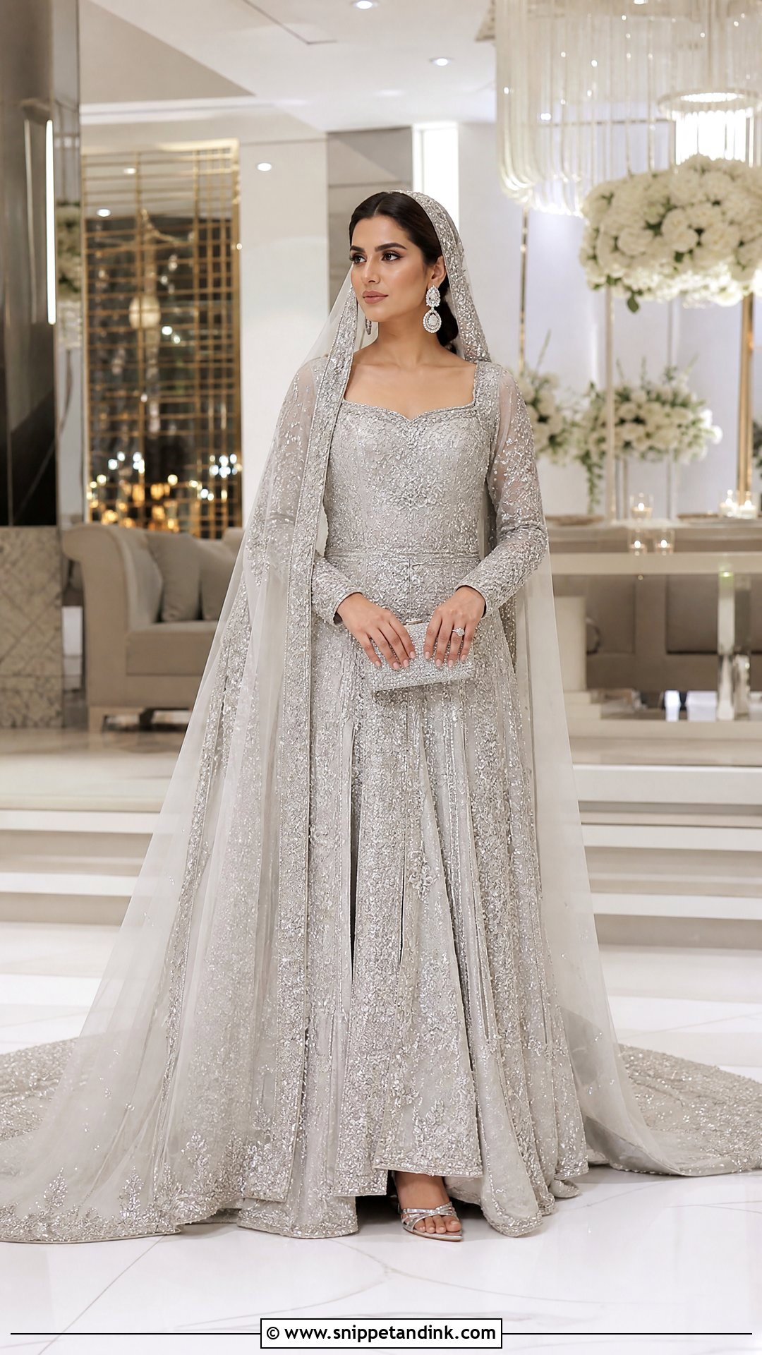 Silver Walima Gown Pakistani Wedding Dress - Snippet and Ink - 20 New Pakistani Wedding Dresses