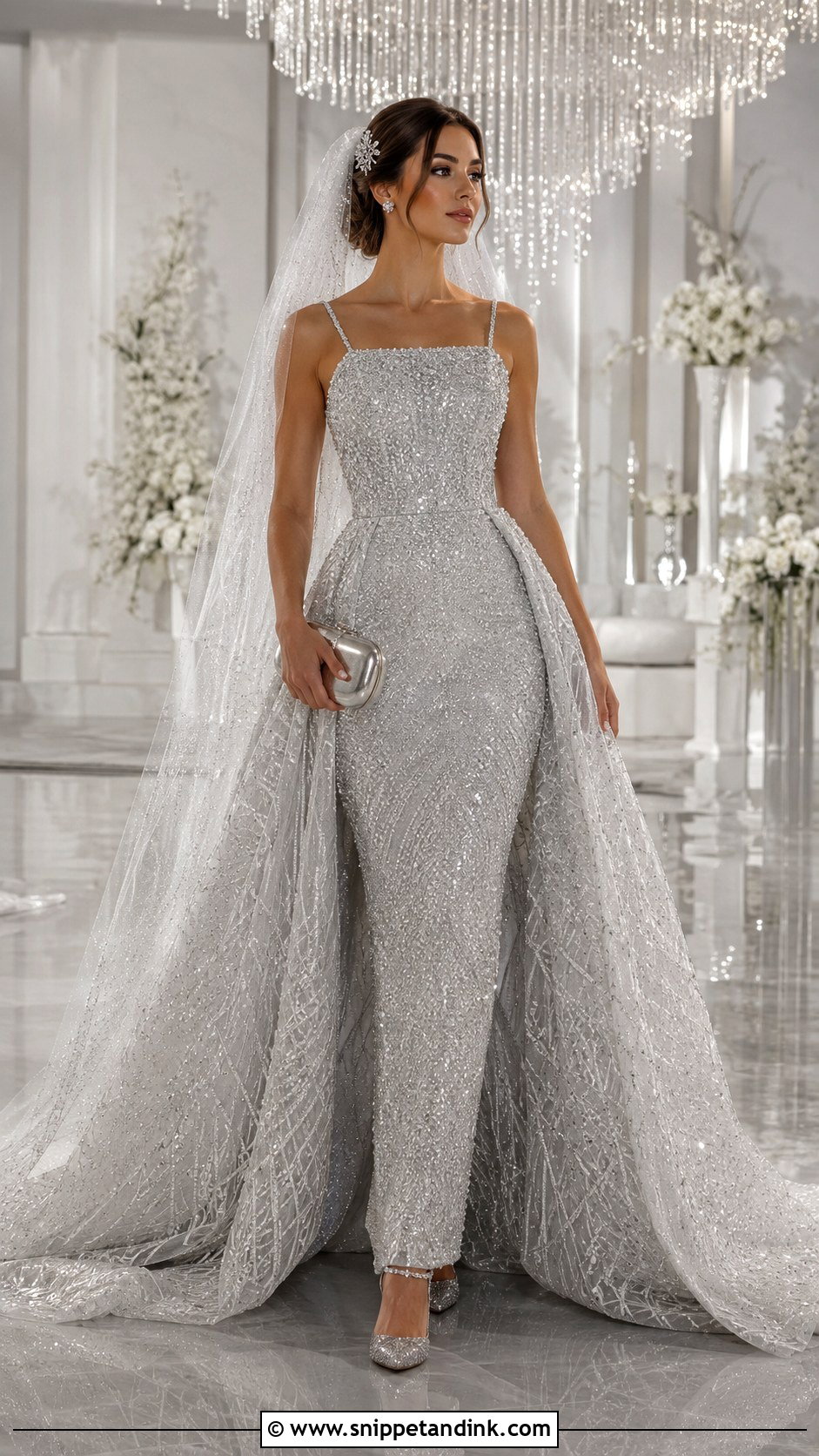 Silver Wedding Dress With Crystal Heels - Snippet and Ink - 20 Colorful Wedding Dresses