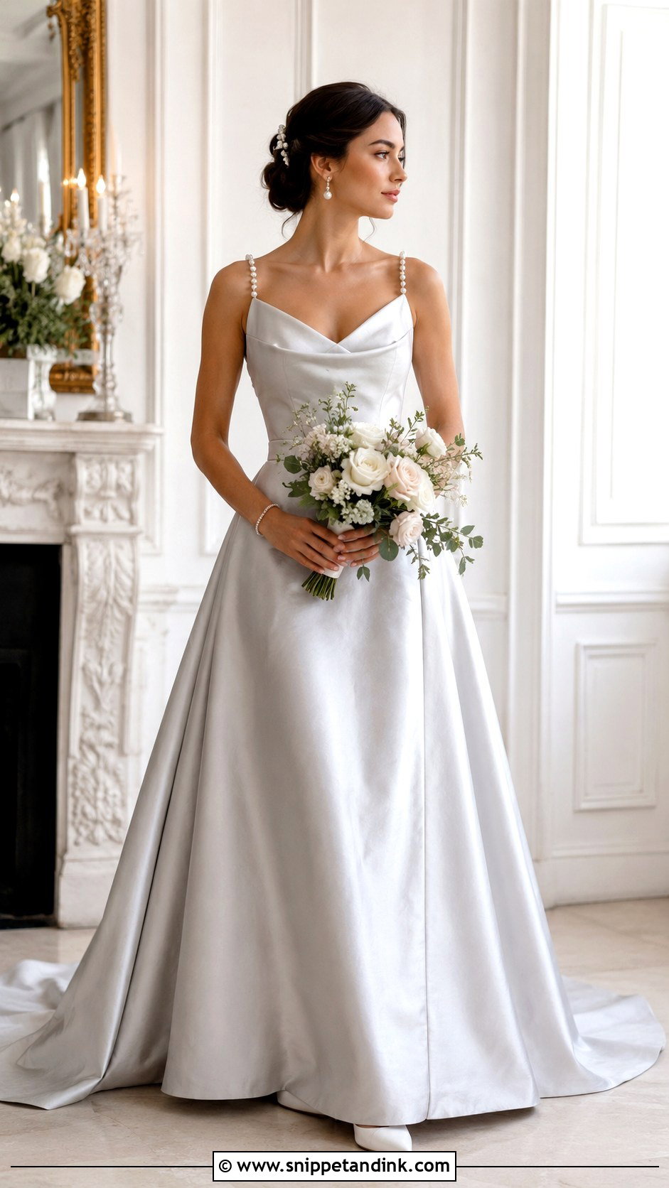 Silver Wedding Dress With Pearls - Snippet and Ink - 30 Silver Wedding Dress Ideas