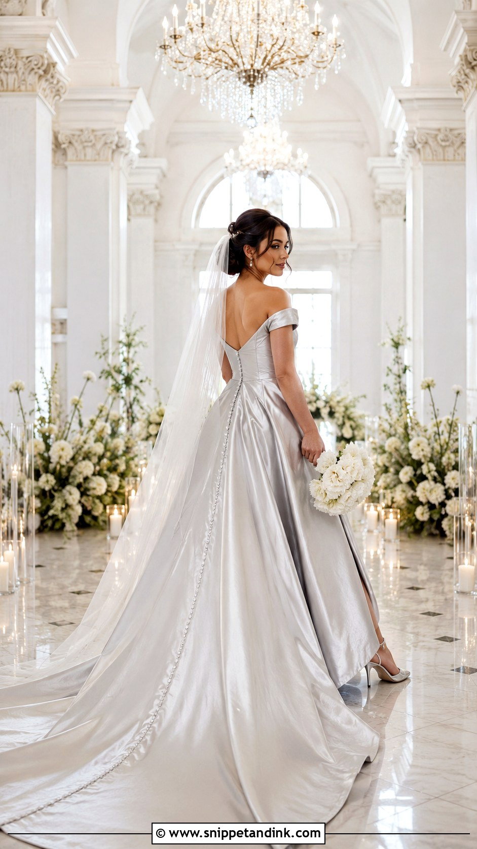 Silver Wedding Dress With Train - Snippet and Ink - 30 Silver Wedding Dress Ideas